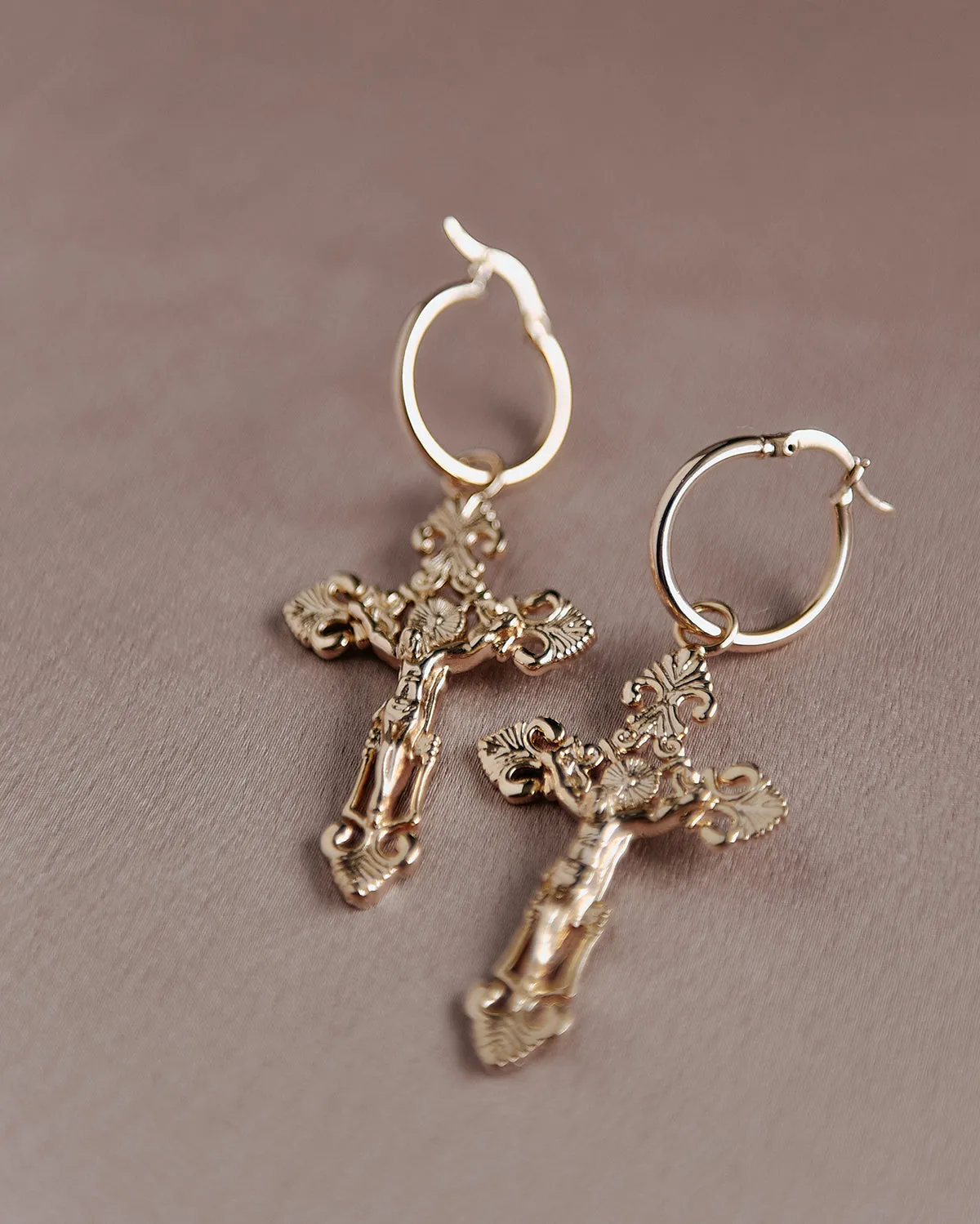 Esther Cross Hoop Earrings sold by Rock n Rose product image thumbnail 2