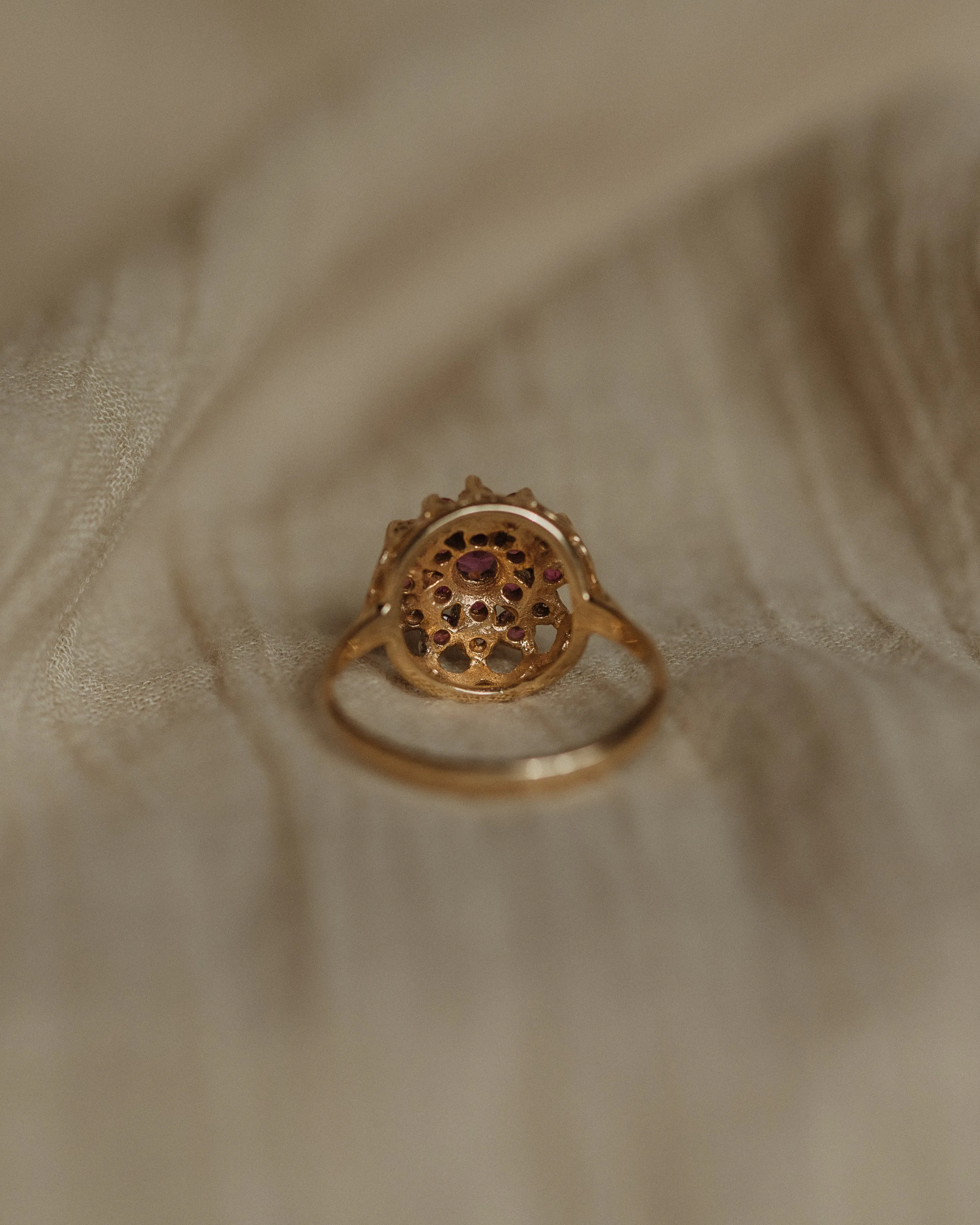 Trudy 1973 Vintage 9ct Gold Ruby & Diamond Cluster Ring sold by Rock n Rose product image thumbnail 5
