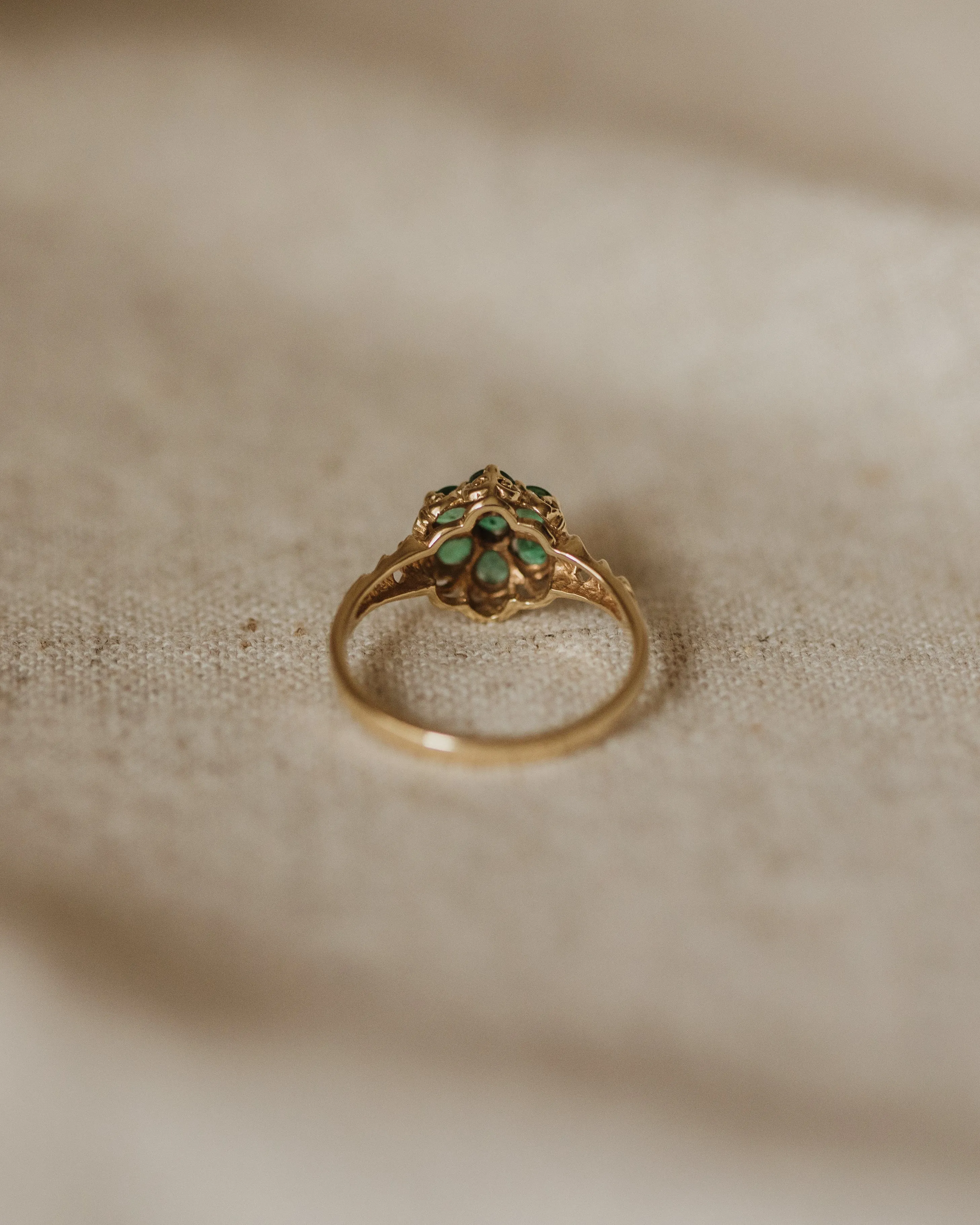 Annette Vintage 9ct Gold Emerald Flower Cluster Ring sold by Rock n Rose product image thumbnail 5