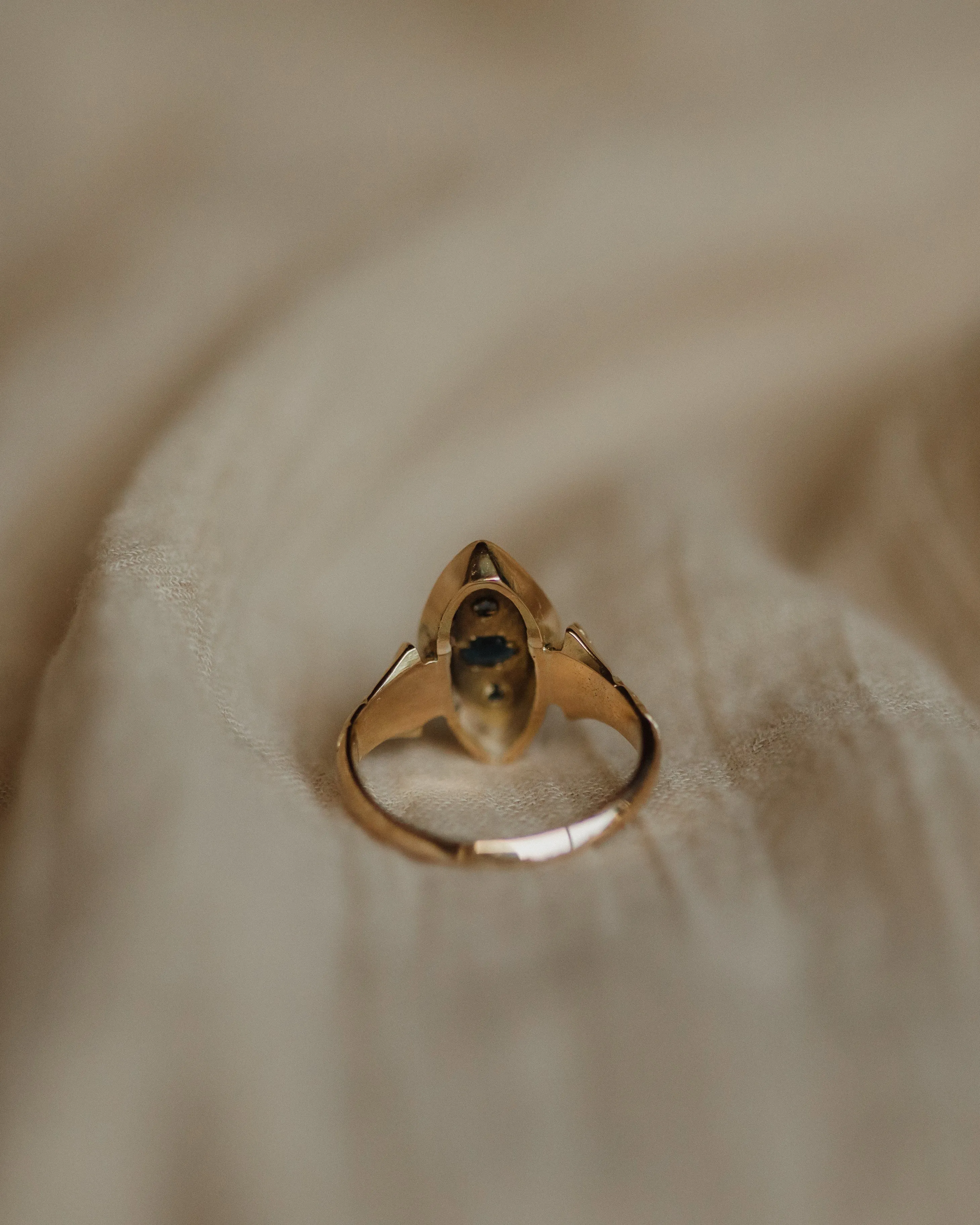 Carmen Antique Victorian 18ct Gold Sapphire & Diamond Marquise Ring sold by Rock n Rose product image thumbnail 5