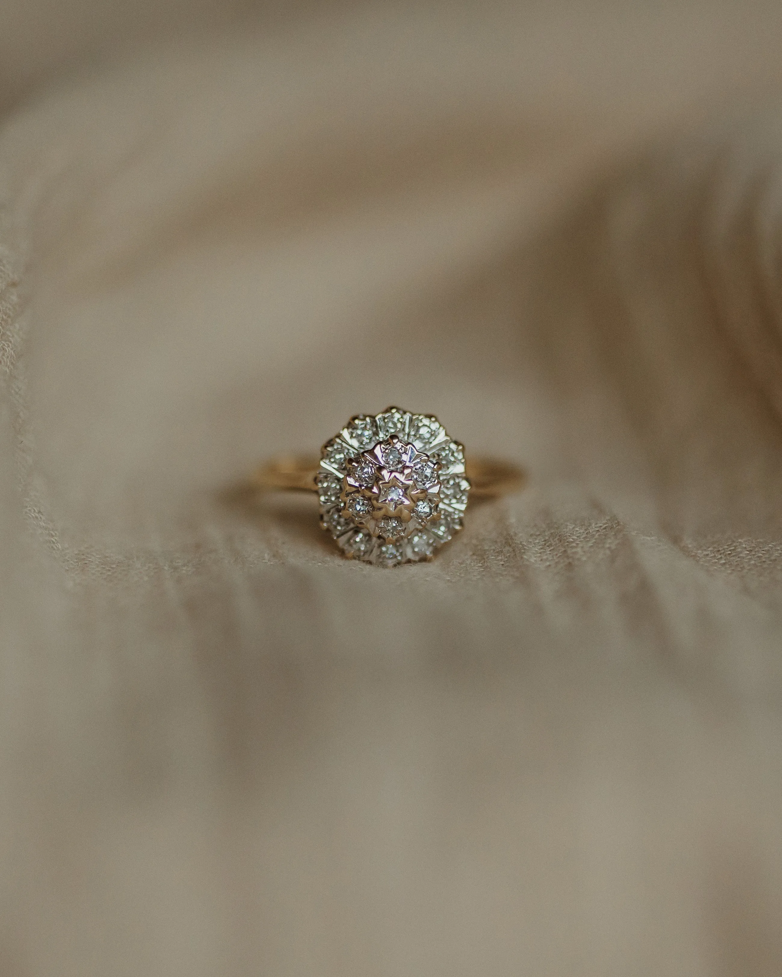 Lillis 1988 Vintage 9ct Gold Diamond Cluster Ring sold by Rock n Rose product image thumbnail 3