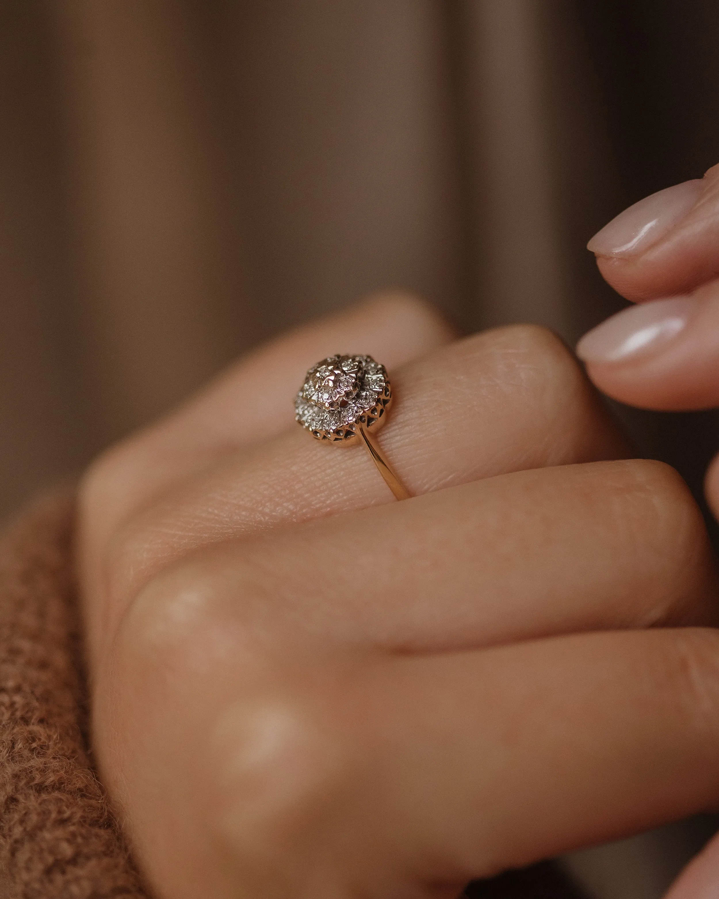 Lillis 1988 Vintage 9ct Gold Diamond Cluster Ring sold by Rock n Rose product image thumbnail 2