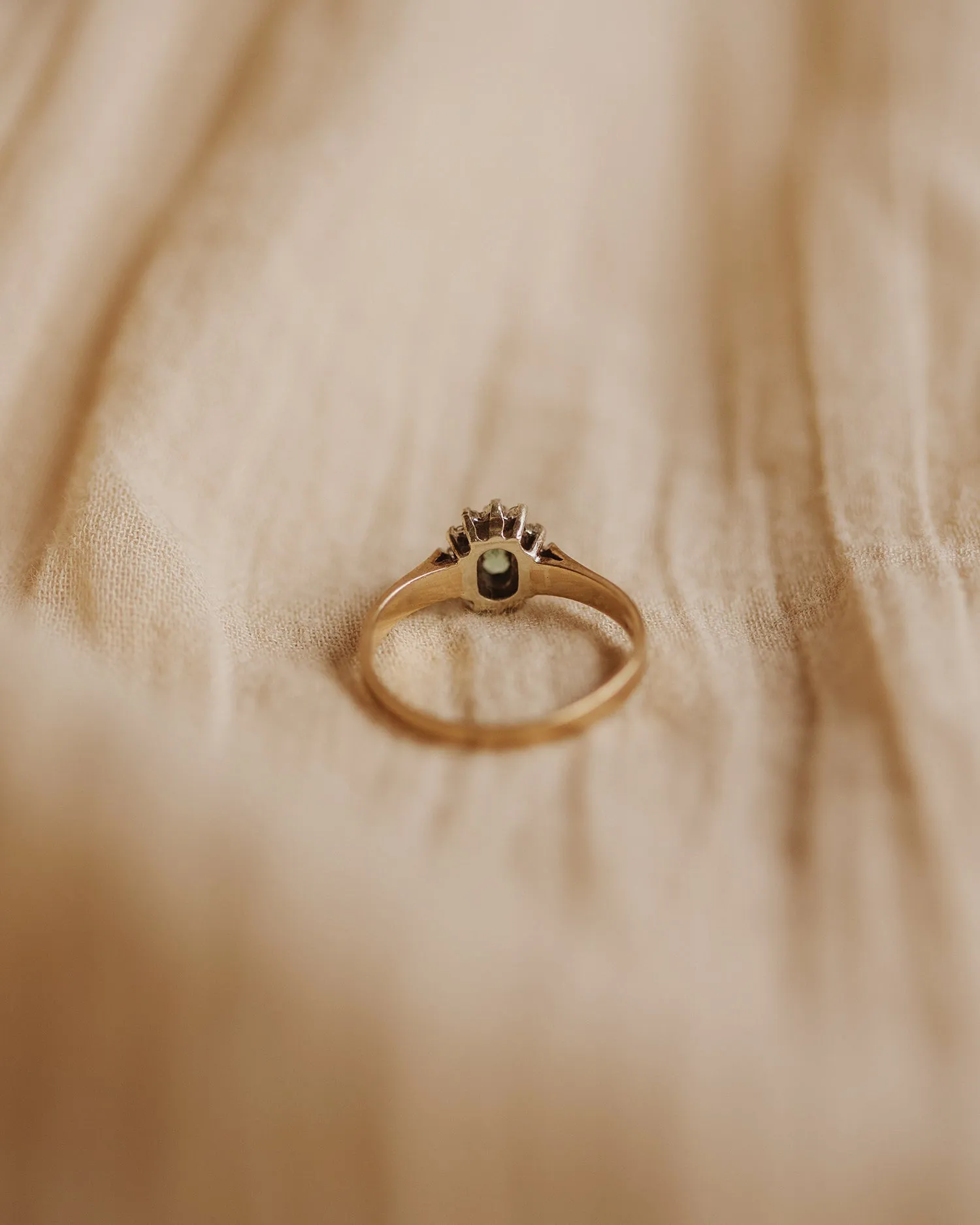 Marjorie 1984 9ct Gold Vintage Emerald & Diamond Ring sold by Rock n Rose product image thumbnail 4