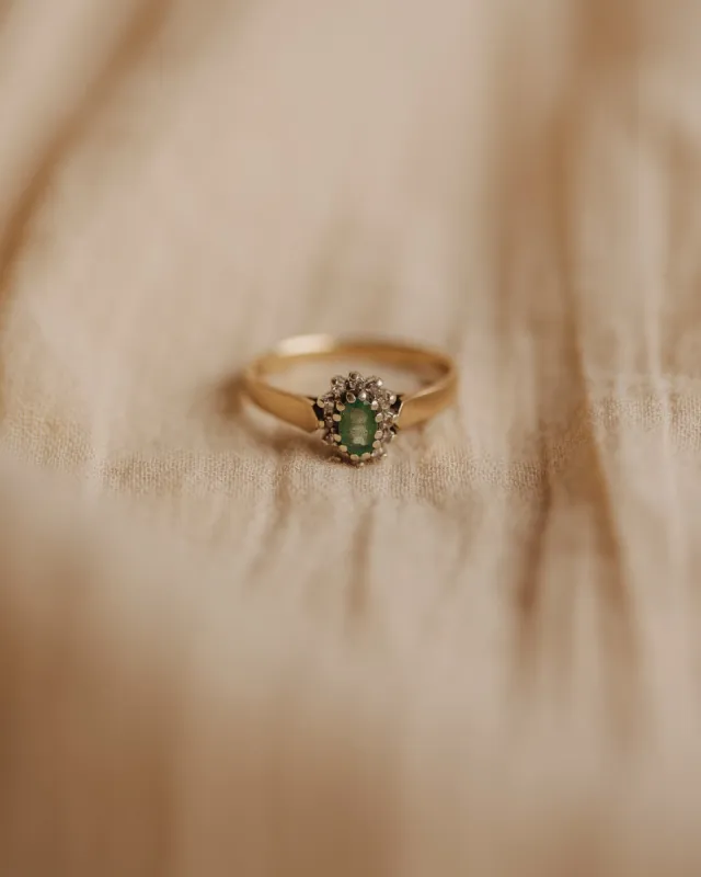 Marjorie 1984 9ct Gold Vintage Emerald & Diamond Ring sold by Rock n Rose