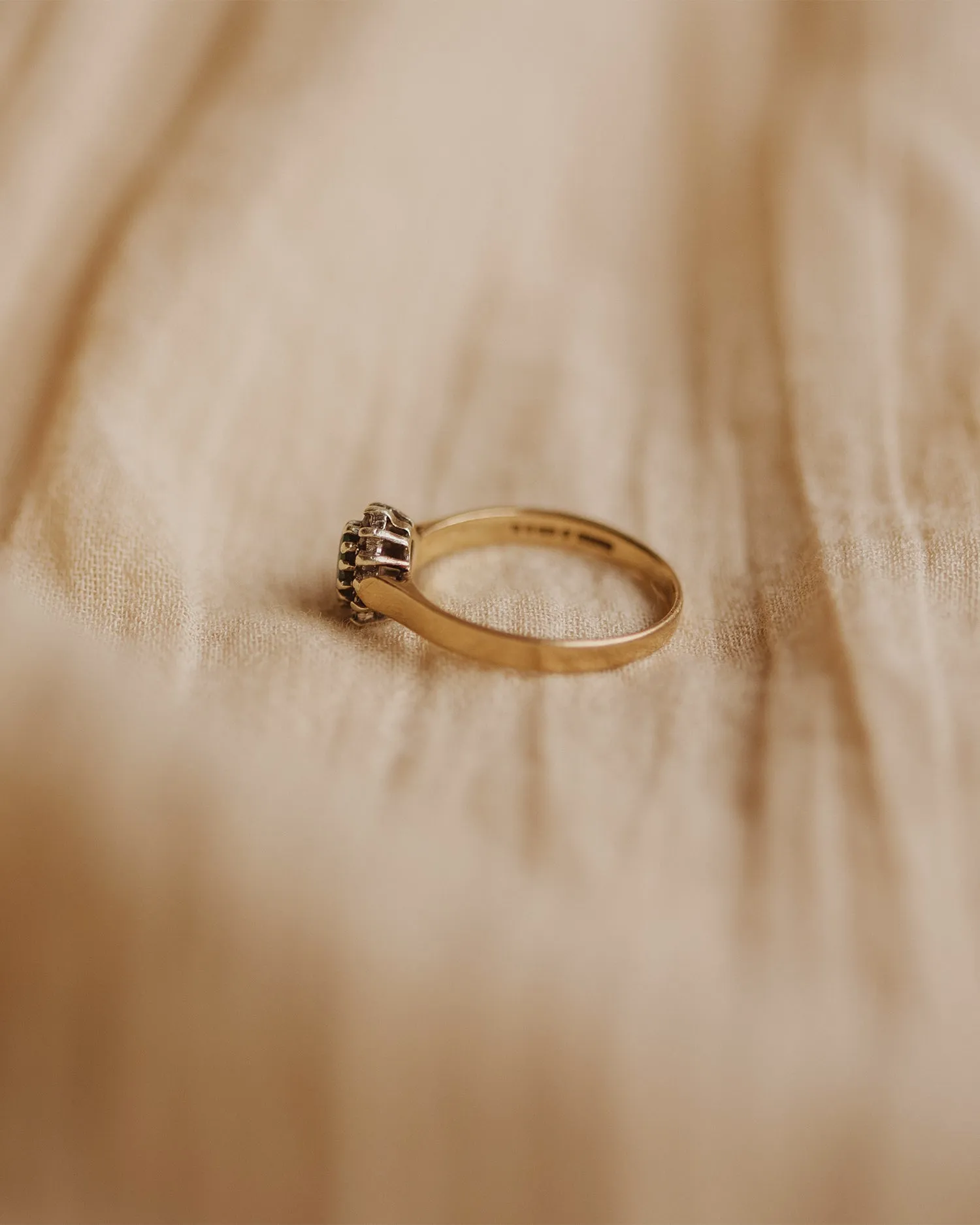 Marjorie 1984 9ct Gold Vintage Emerald & Diamond Ring sold by Rock n Rose product image thumbnail 5