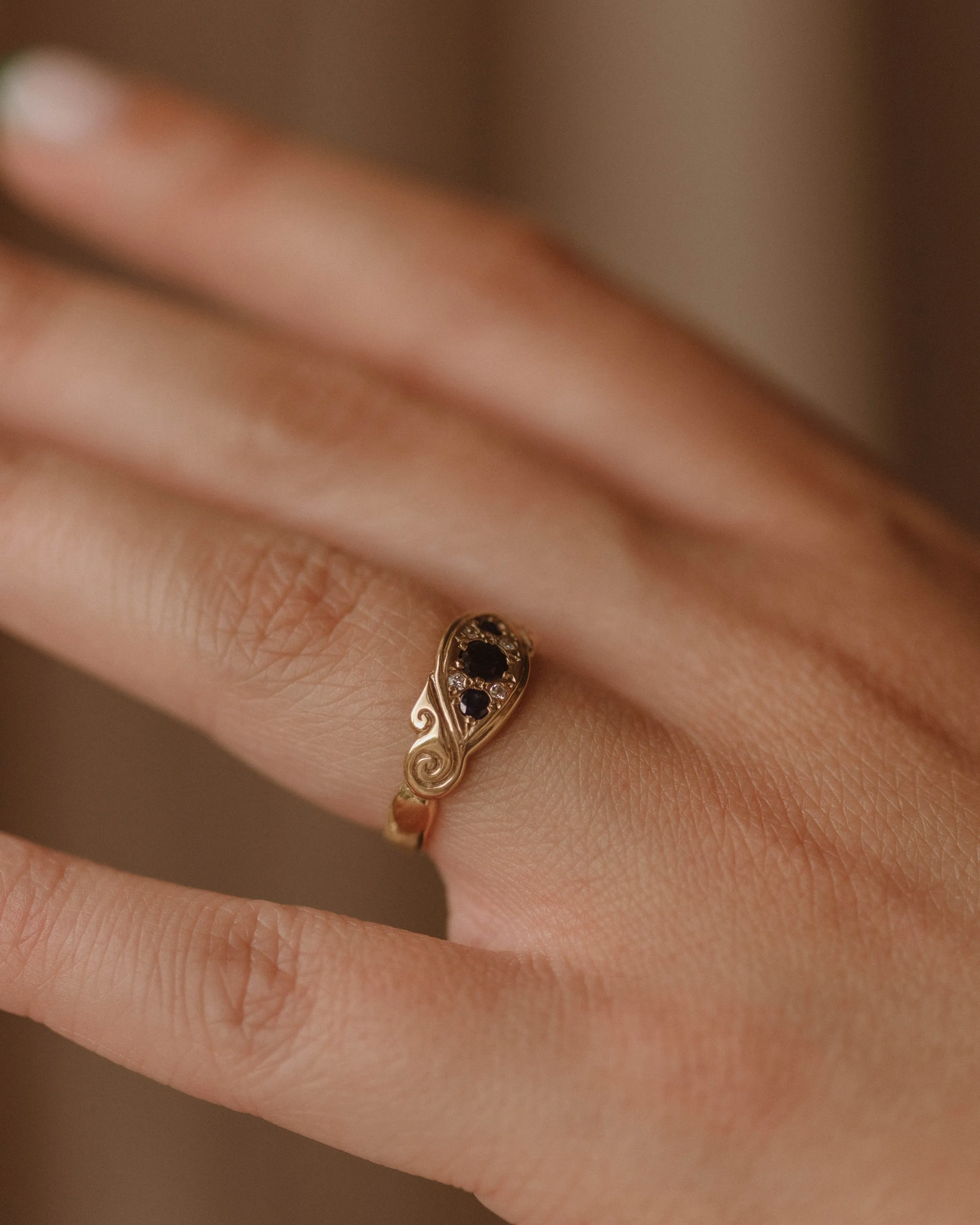 Esther 1983 9ct Gold Sapphire & Diamond Ring sold by Rock n Rose product image thumbnail 5