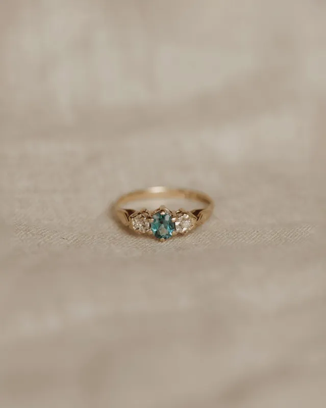 Esther 9ct Gold Blue Topaz & Diamond Ring sold by Rock n Rose