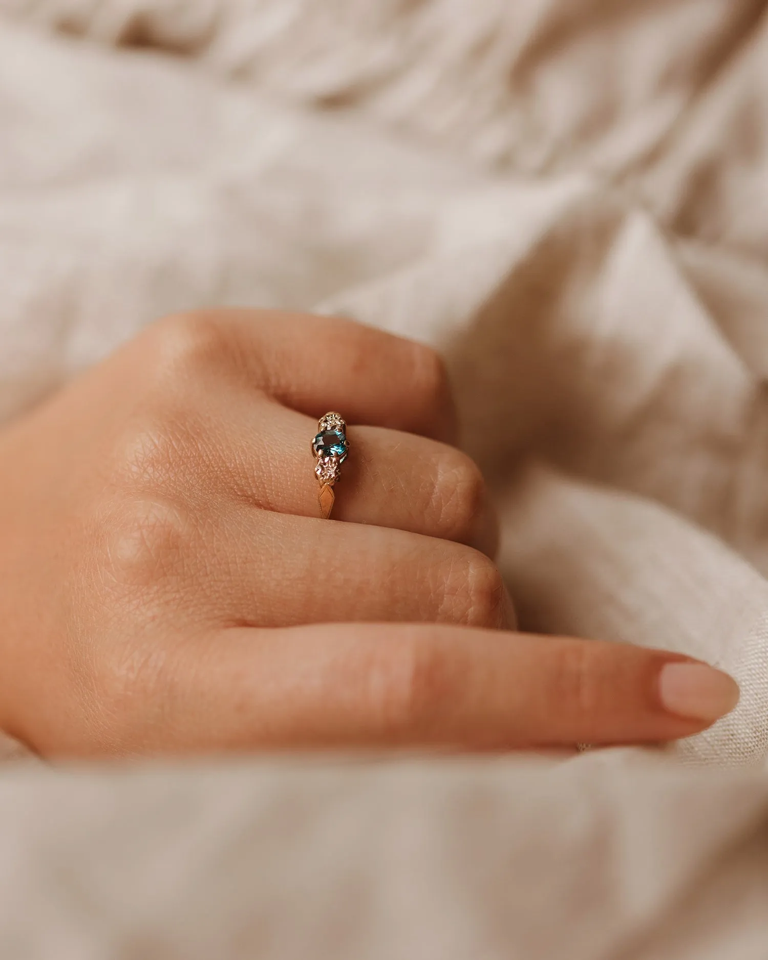 Esther 9ct Gold Blue Topaz & Diamond Ring sold by Rock n Rose product image thumbnail 2