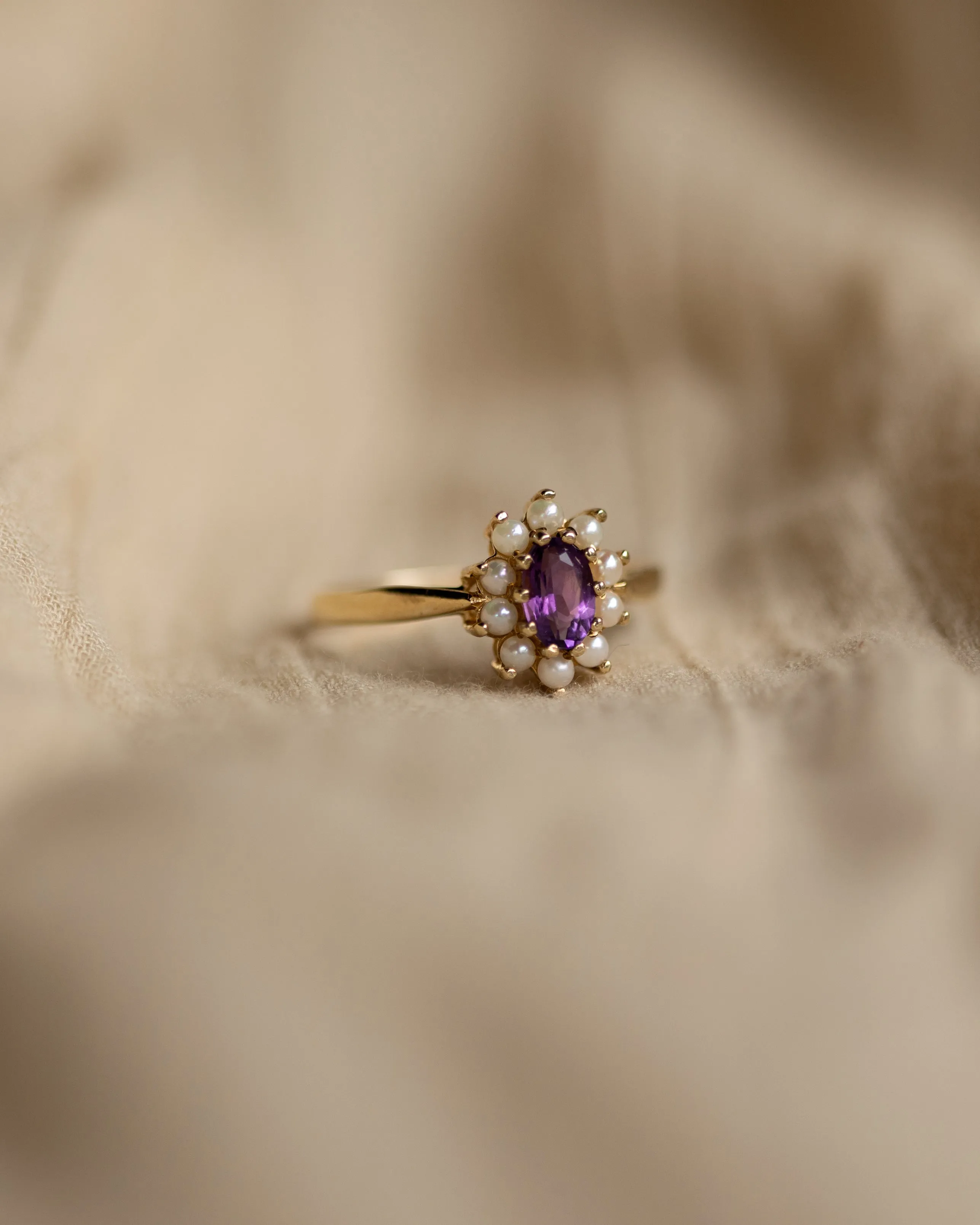 Tabitha 1987 Vintage 9ct Gold Amethyst & Pearl Cluster Ring sold by Rock n Rose product image thumbnail 4