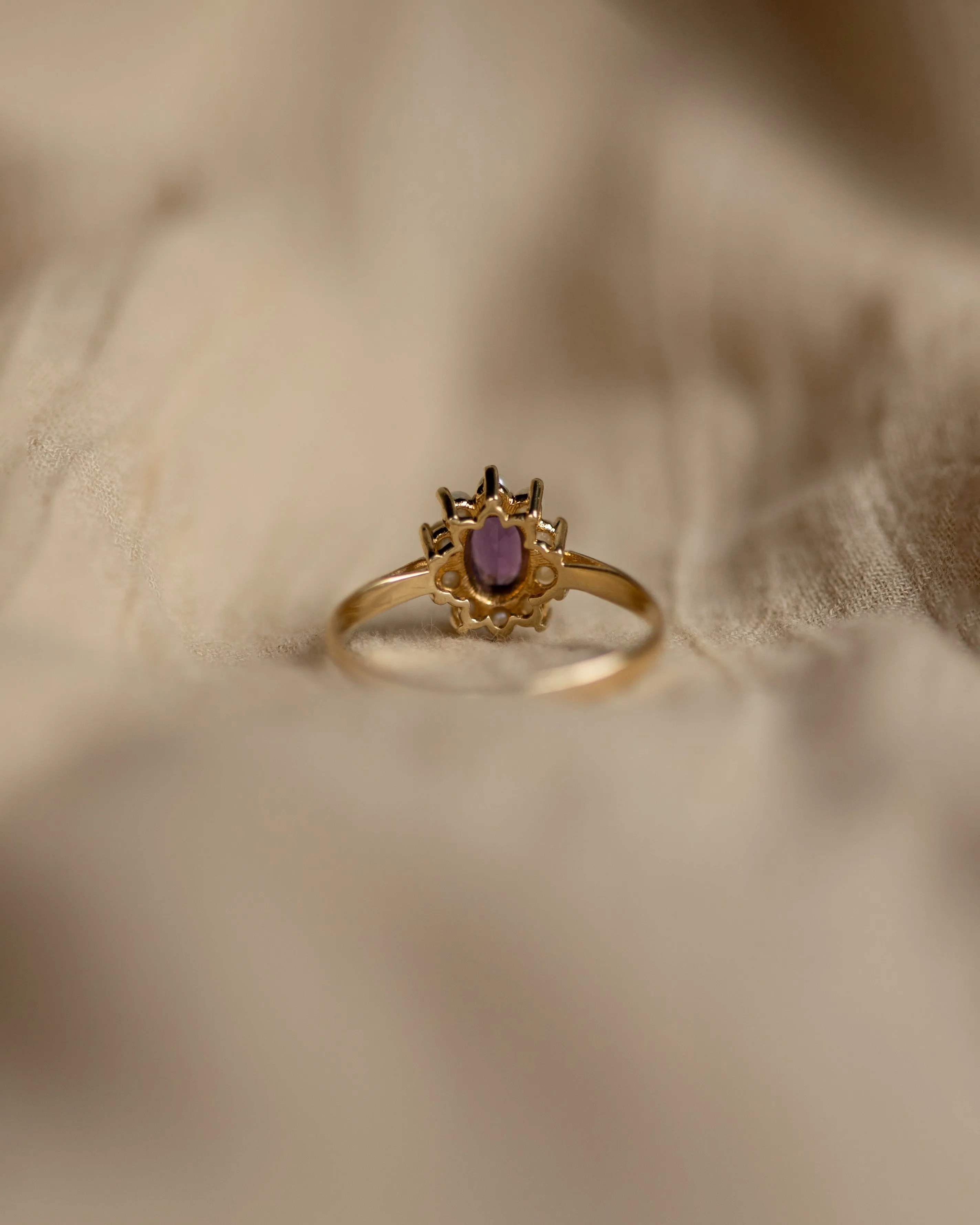 Tabitha 1987 Vintage 9ct Gold Amethyst & Pearl Cluster Ring sold by Rock n Rose product image thumbnail 5