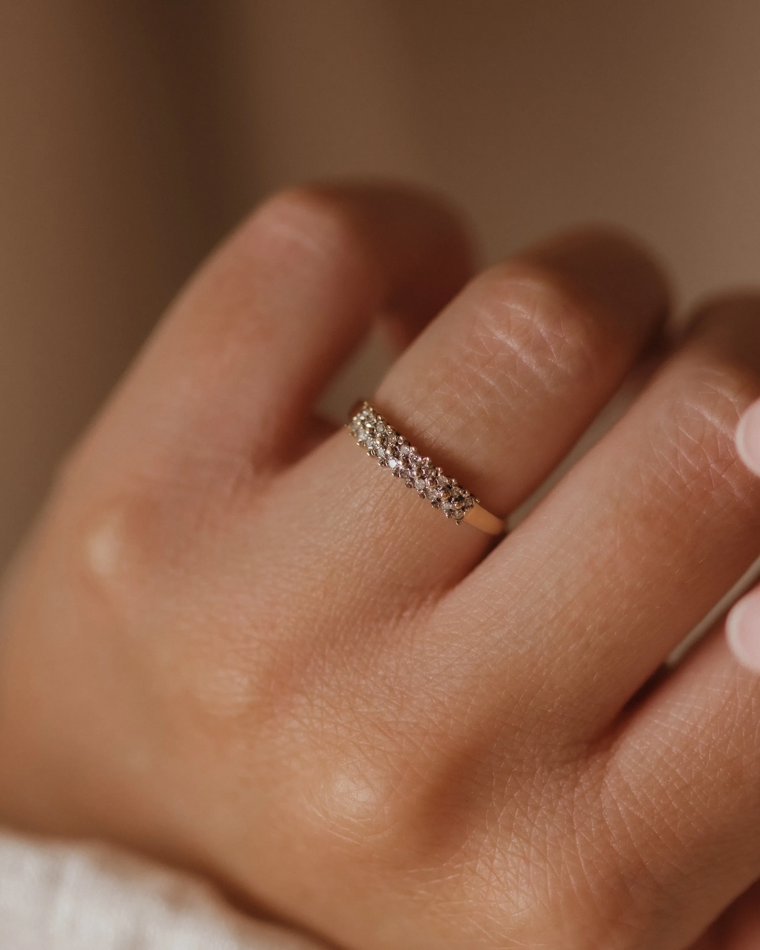 Isla Vintage 9ct Gold Two-Row Diamond Ring sold by Rock n Rose