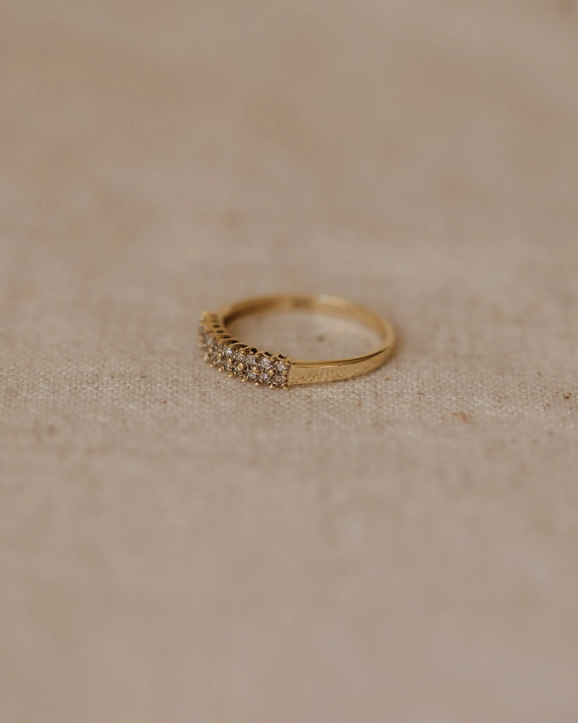 Isla Vintage 9ct Gold Two-Row Diamond Ring sold by Rock n Rose product image thumbnail 4