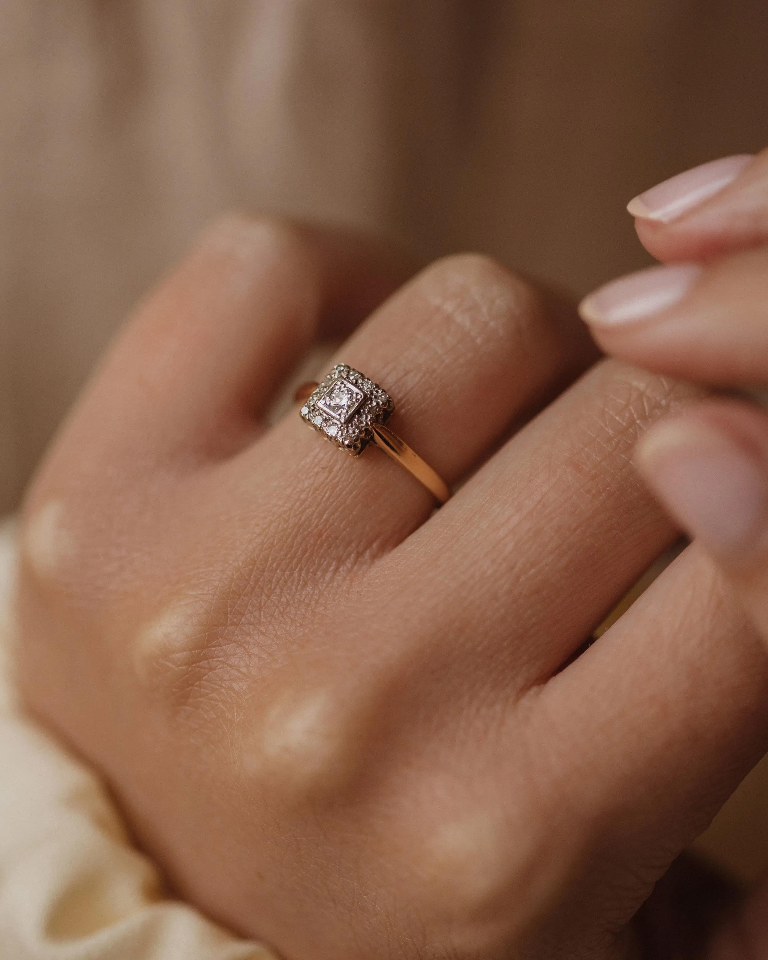 Gwendolyn Vintage 18ct Gold Diamond Cluster Ring sold by Rock n Rose