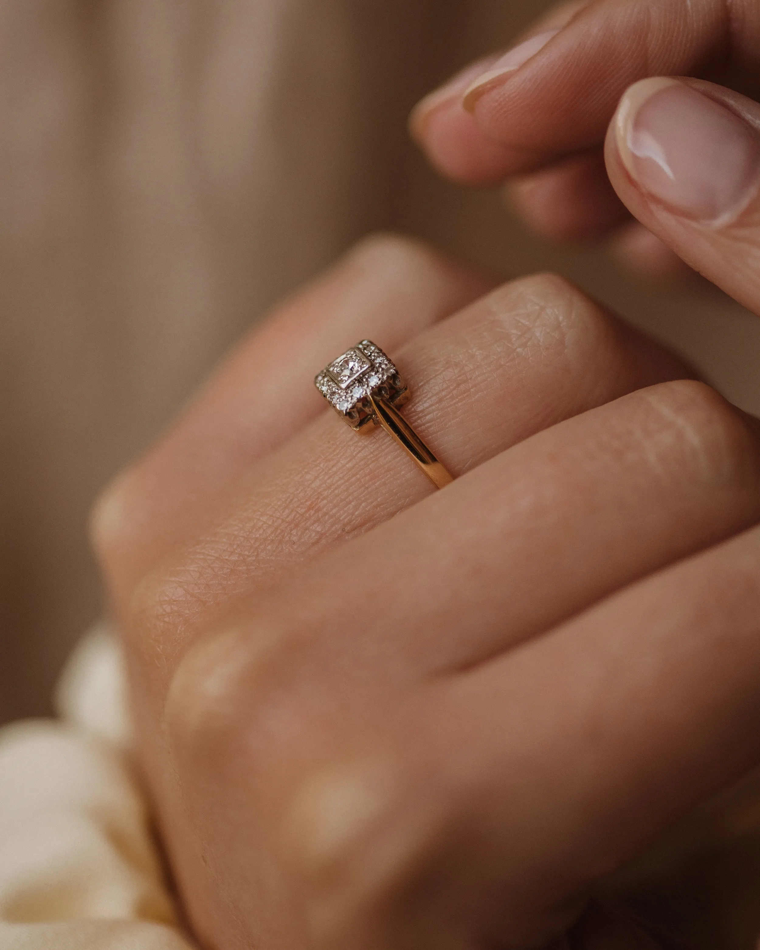 Gwendolyn Vintage 18ct Gold Diamond Cluster Ring sold by Rock n Rose product image thumbnail 2