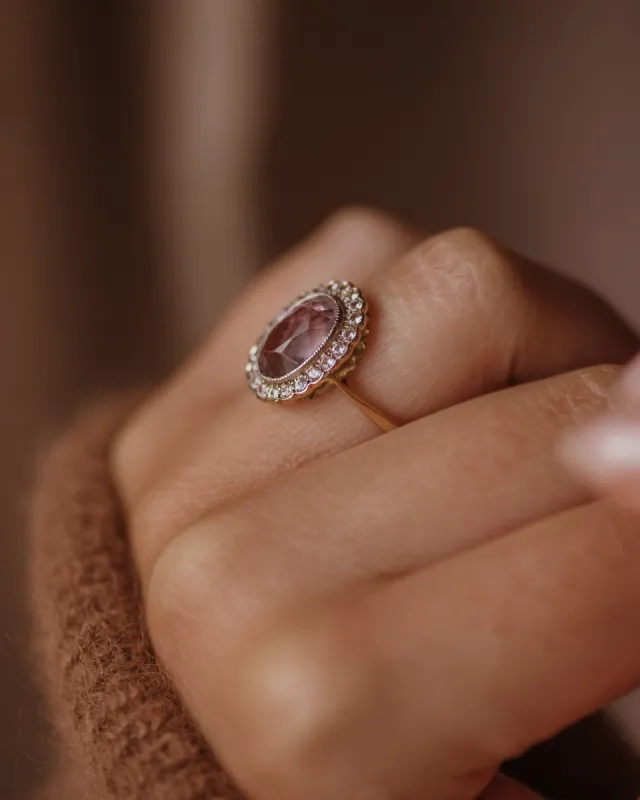 Eloise Vintage 18ct Gold Amethyst & CZ Cluster Ring sold by Rock n Rose