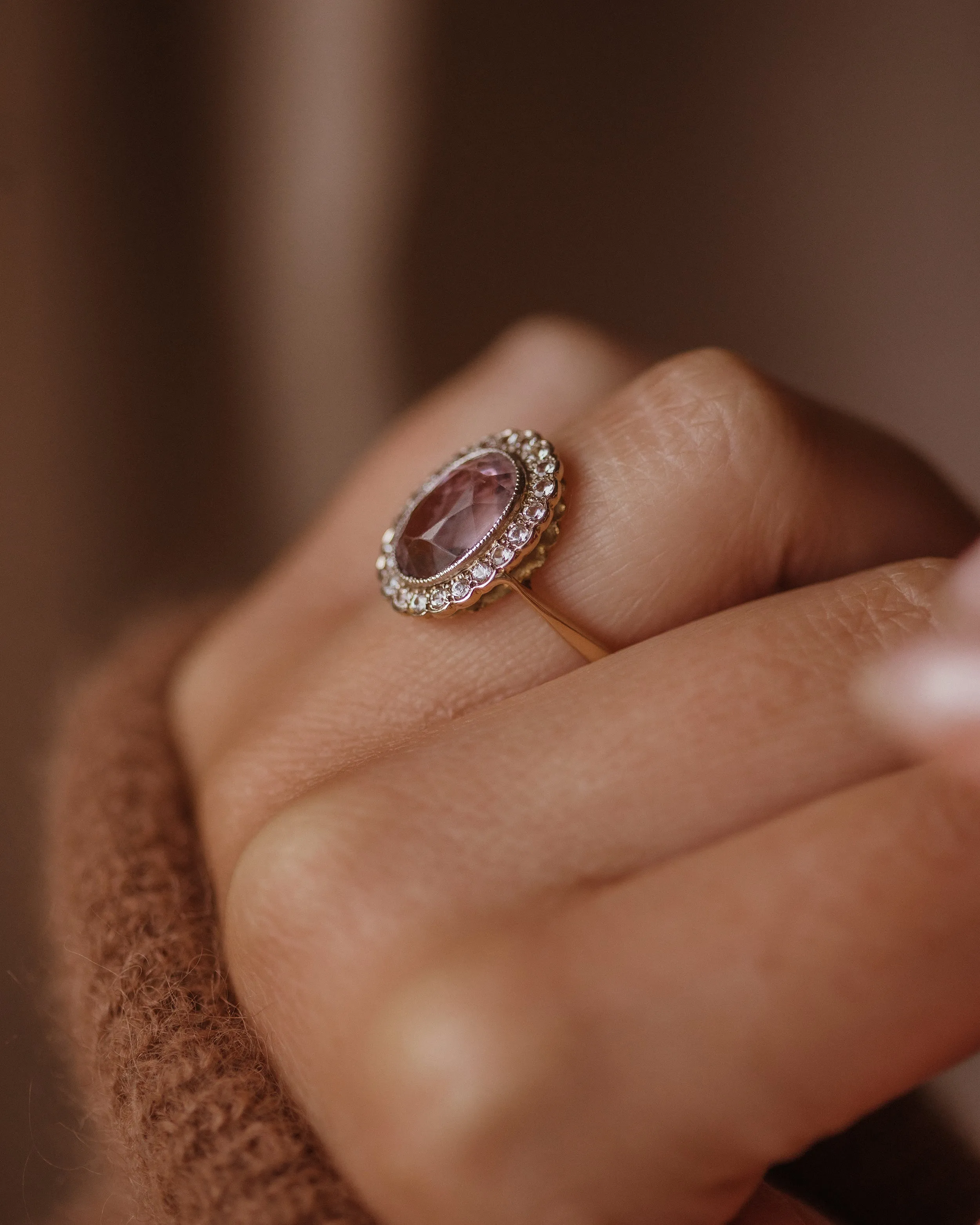 Eloise Vintage 18ct Gold Amethyst & CZ Cluster Ring sold by Rock n Rose