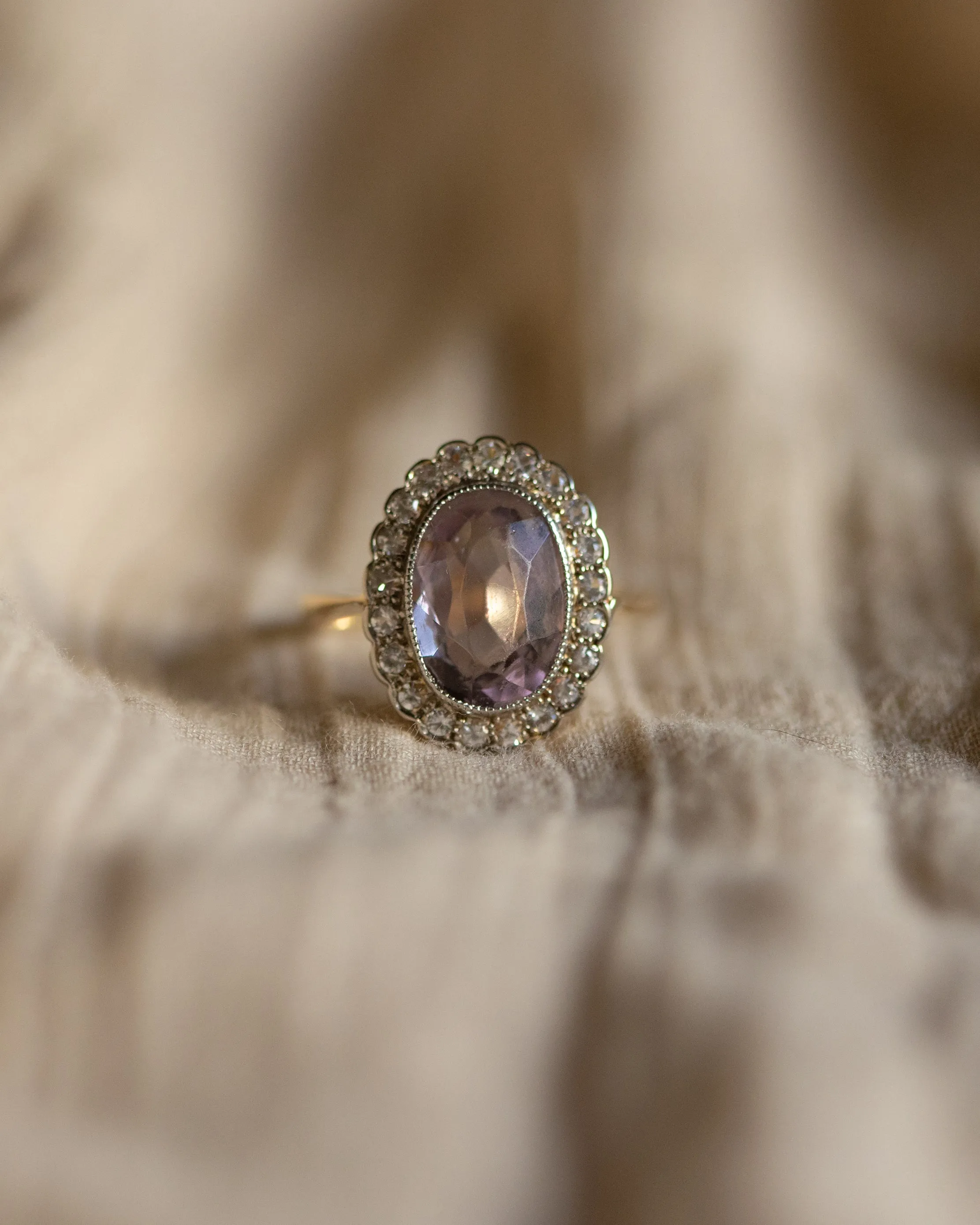 Eloise Vintage 18ct Gold Amethyst & CZ Cluster Ring sold by Rock n Rose product image thumbnail 4