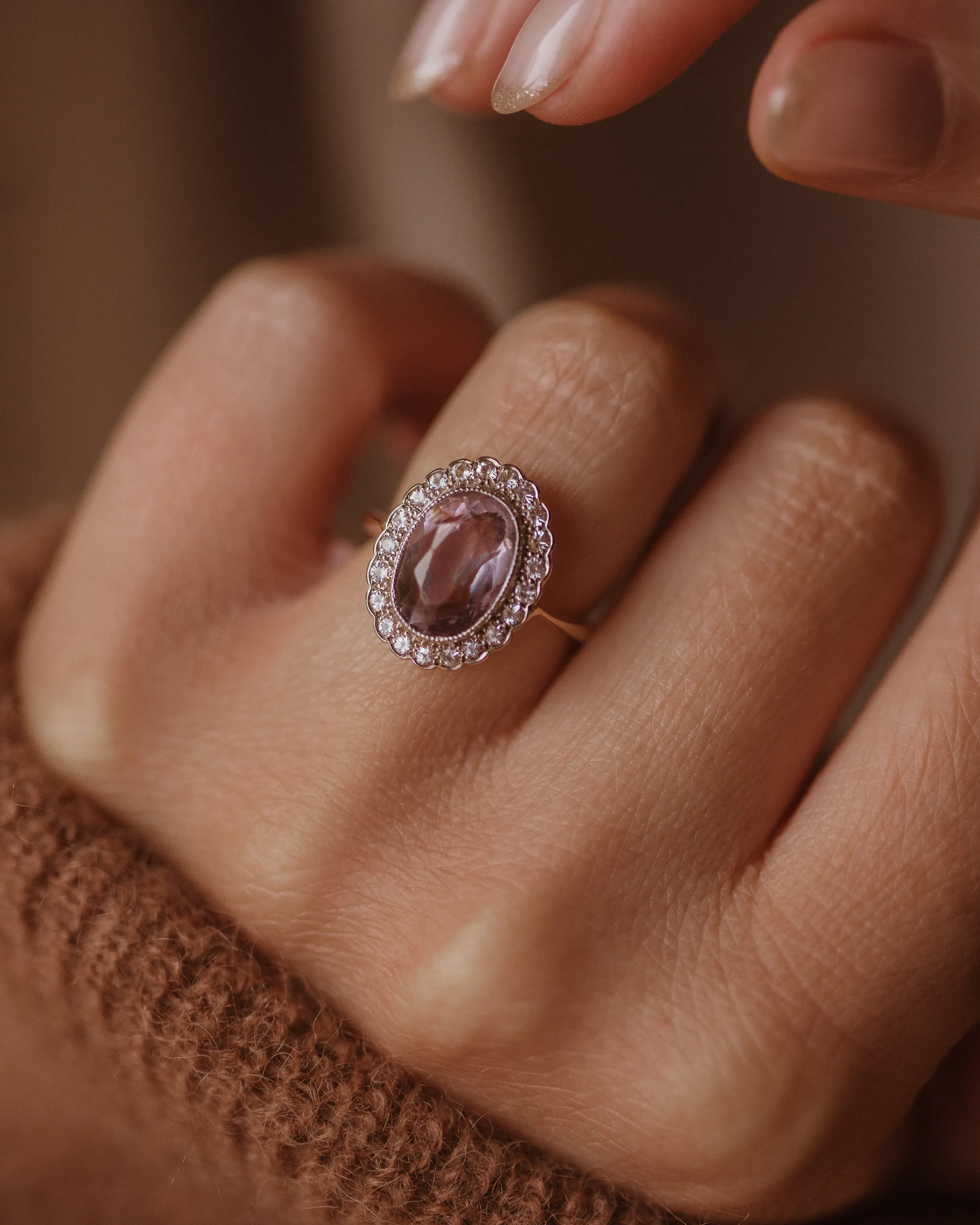 Eloise Vintage 18ct Gold Amethyst & CZ Cluster Ring sold by Rock n Rose product image thumbnail 2