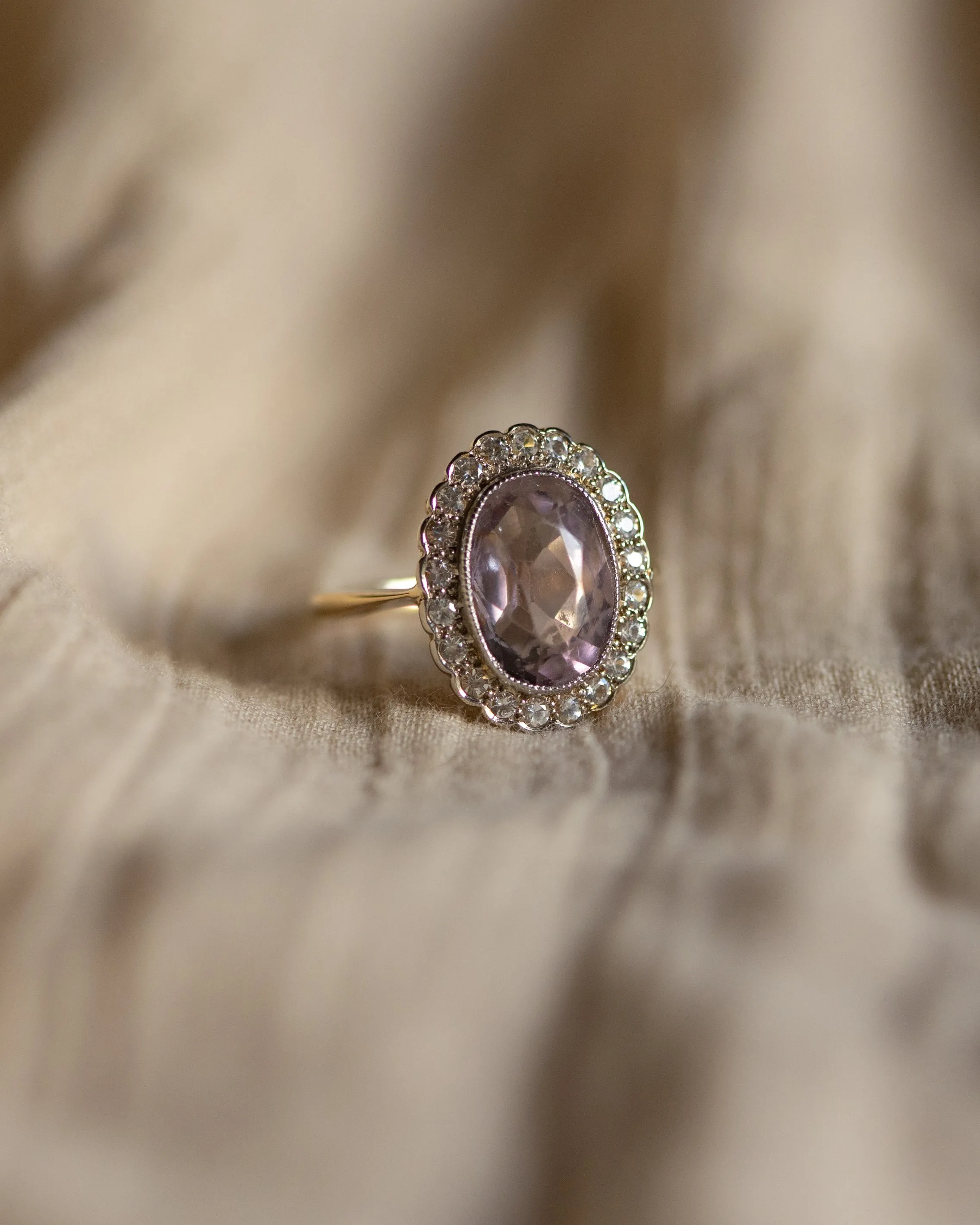 Eloise Vintage 18ct Gold Amethyst & CZ Cluster Ring sold by Rock n Rose product image thumbnail 3