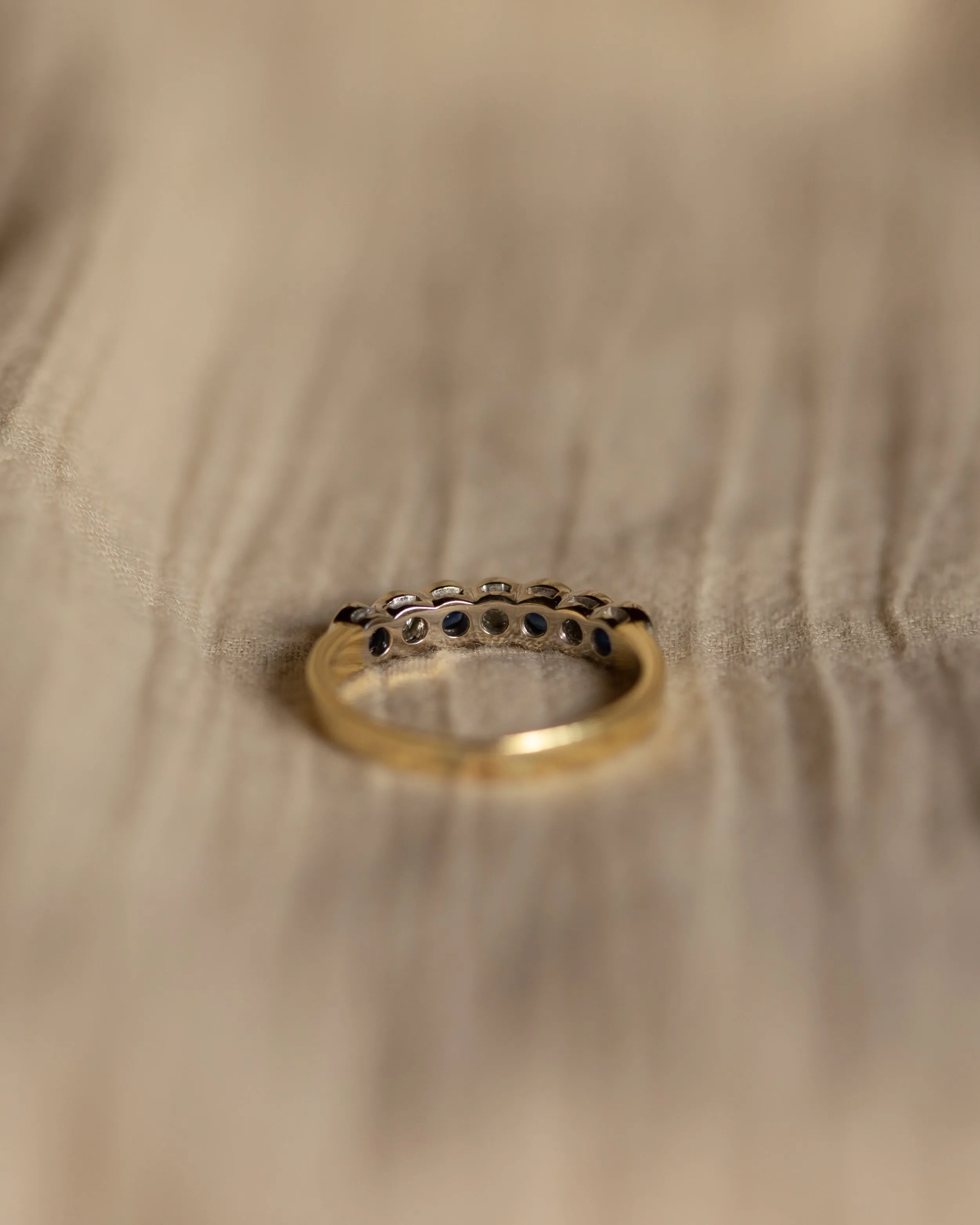 Irina Vintage 18ct Gold Sapphire & Diamond Half Eternity Ring sold by Rock n Rose product image thumbnail 5
