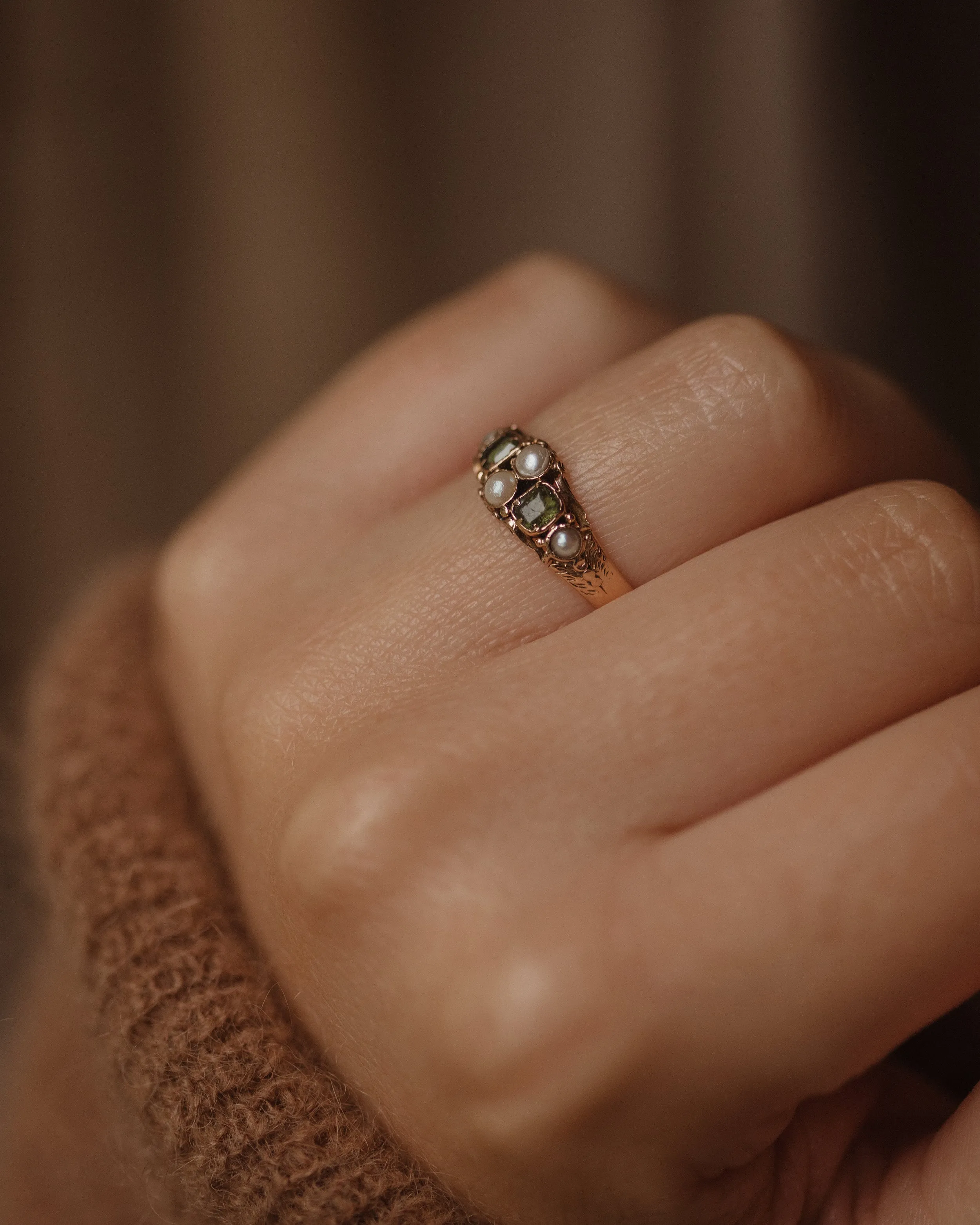 Esther Antique 15ct Gold Emerald & Pearl Ring sold by Rock n Rose product image thumbnail 3