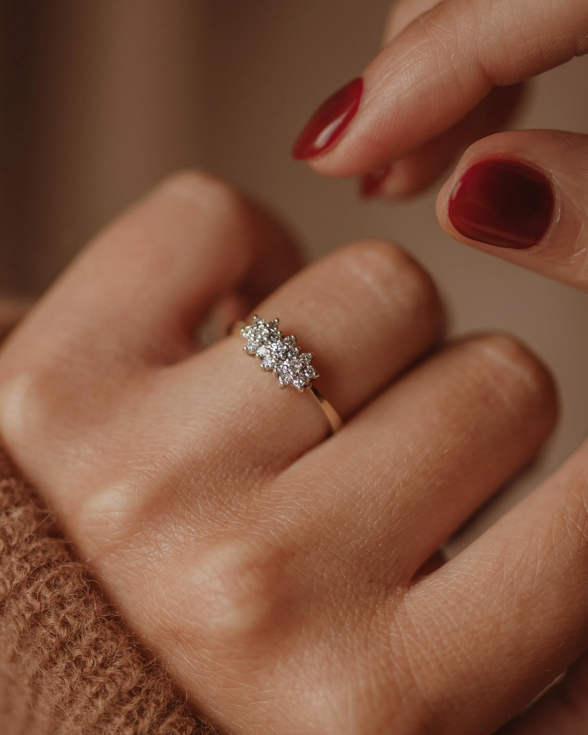 Madeline 1984 Vintage 9ct Gold Diamond Cluster Ring sold by Rock n Rose product image thumbnail 2