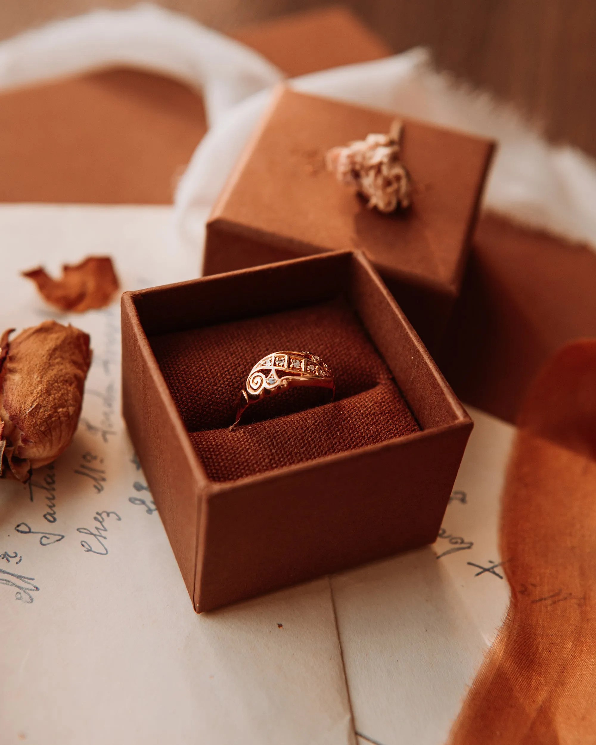 Cornelia 18ct Gold Diamond Scroll Ring sold by Rock n Rose product image thumbnail 3