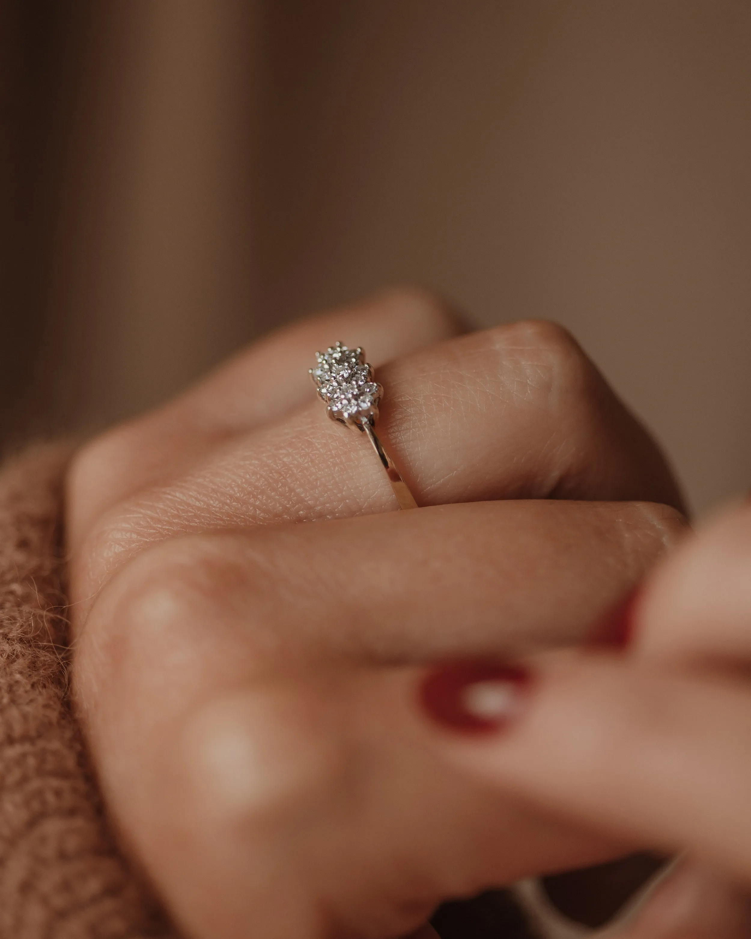 Madeline 1984 Vintage 9ct Gold Diamond Cluster Ring sold by Rock n Rose product image thumbnail 3