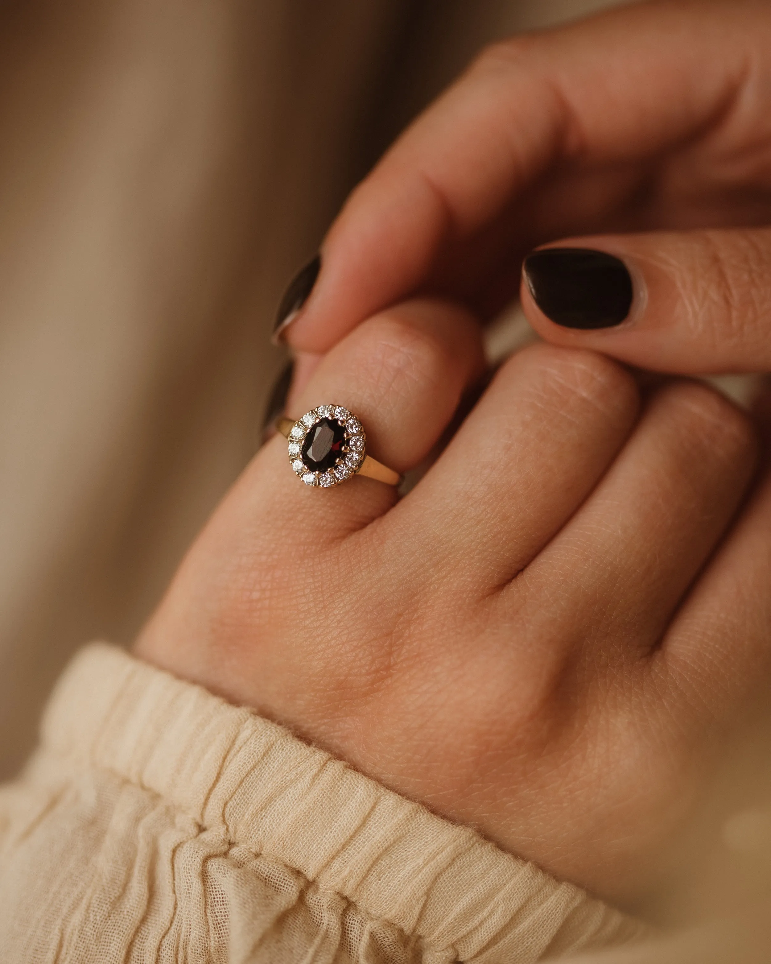 Harriet 1989 9ct Gold Garnet Cluster Ring sold by Rock n Rose