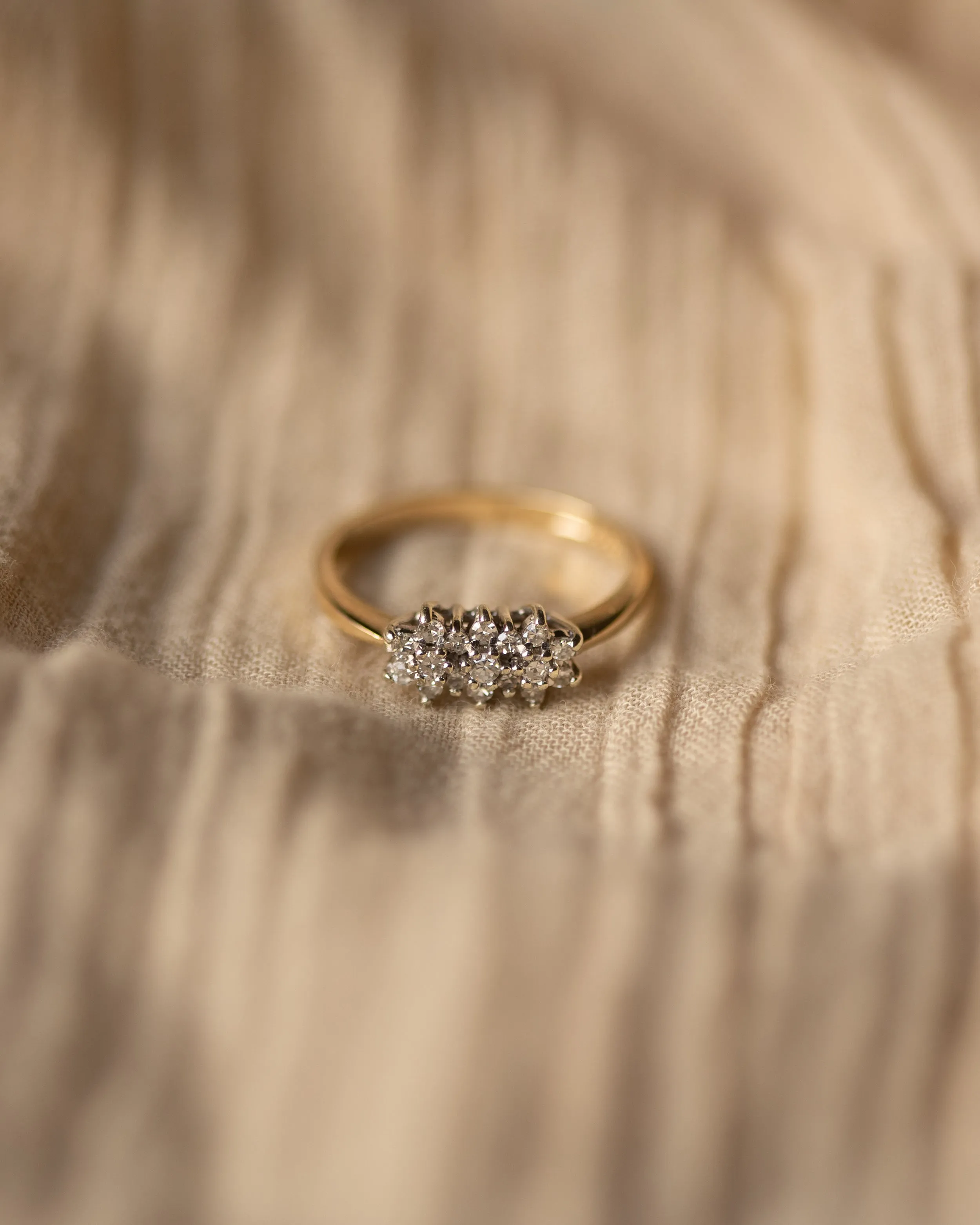 Madeline 1984 Vintage 9ct Gold Diamond Cluster Ring sold by Rock n Rose