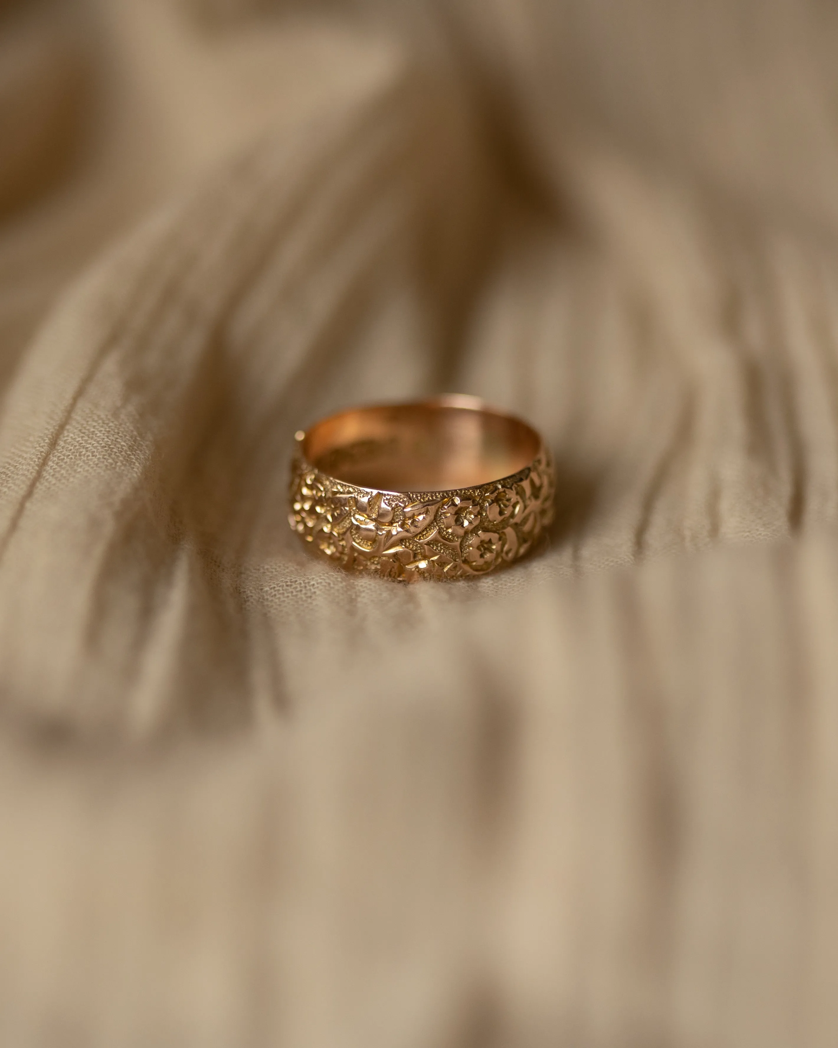 Rosemary 1895 Antique 9ct Gold Floral Band Ring sold by Rock n Rose product image thumbnail 3