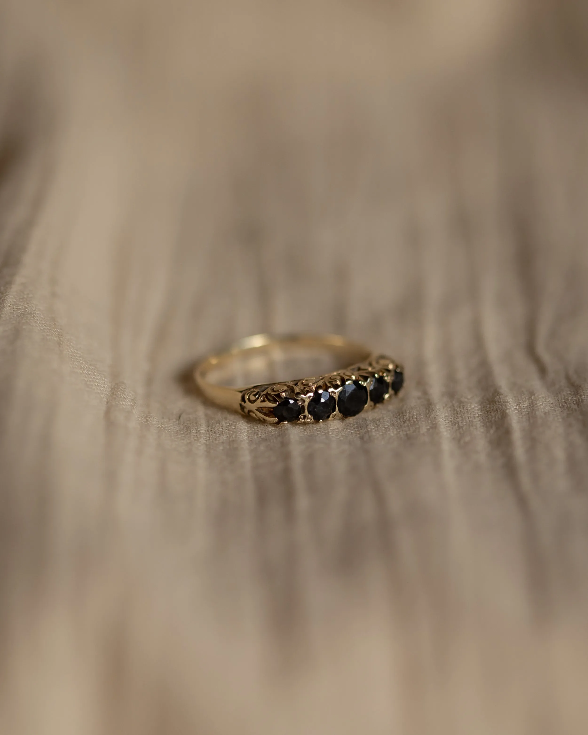 Ethel 1989 Vintage 9ct Gold Sapphire Five Stone Ring sold by Rock n Rose product image thumbnail 4