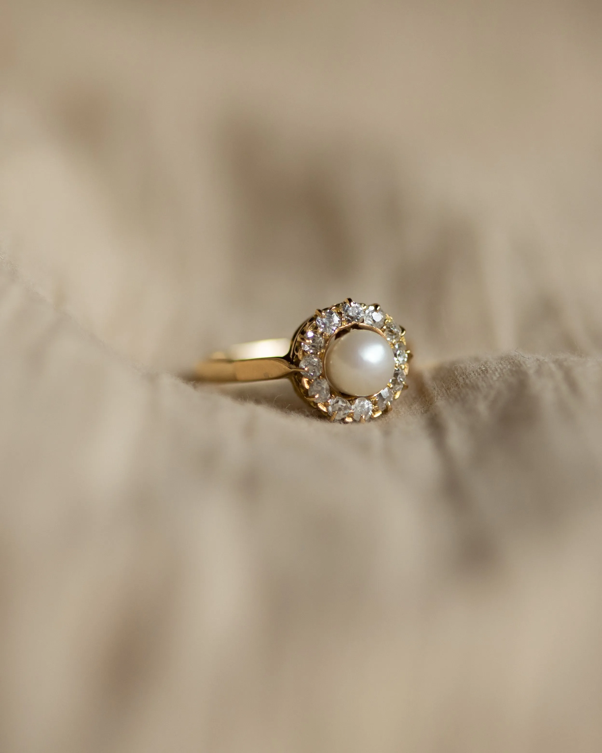 Georgina 1976 Vintage 9ct Gold Pearl & Diamond Cluster Ring sold by Rock n Rose product image thumbnail 4