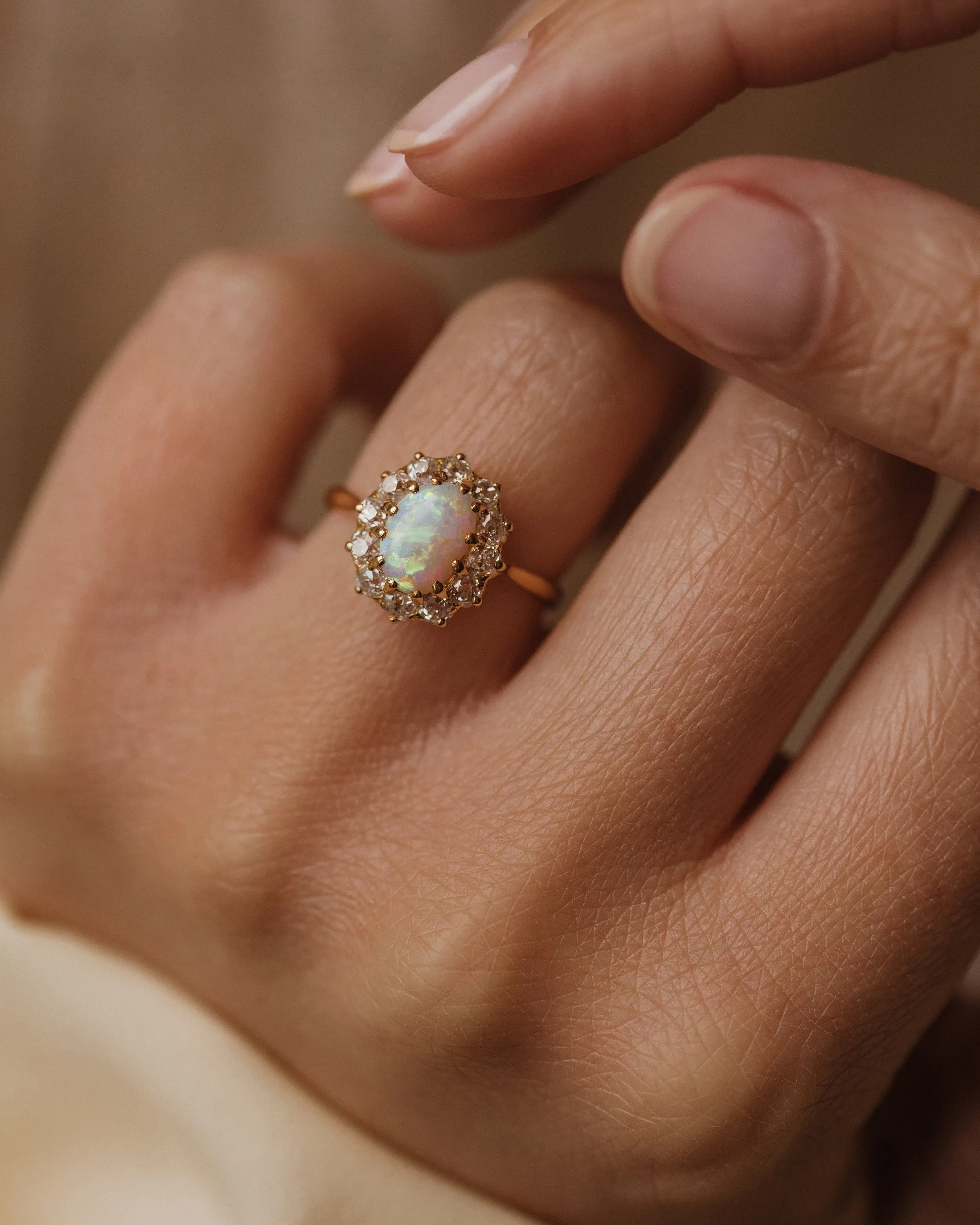 Maeve Antique 18ct Gold Opal & Diamond Cluster Ring sold by Rock n Rose product image thumbnail 2