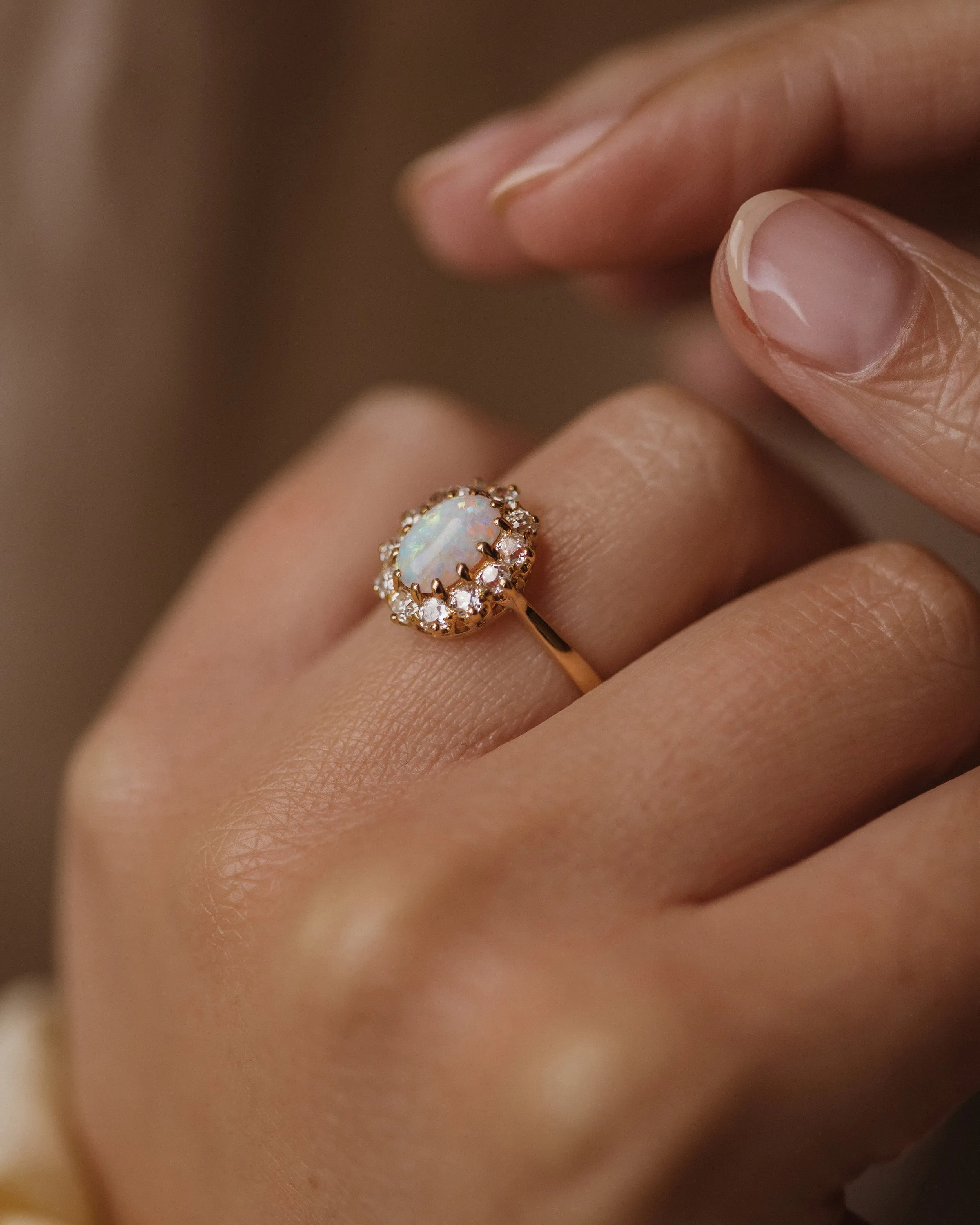 Maeve Antique 18ct Gold Opal & Diamond Cluster Ring sold by Rock n Rose product image thumbnail 3