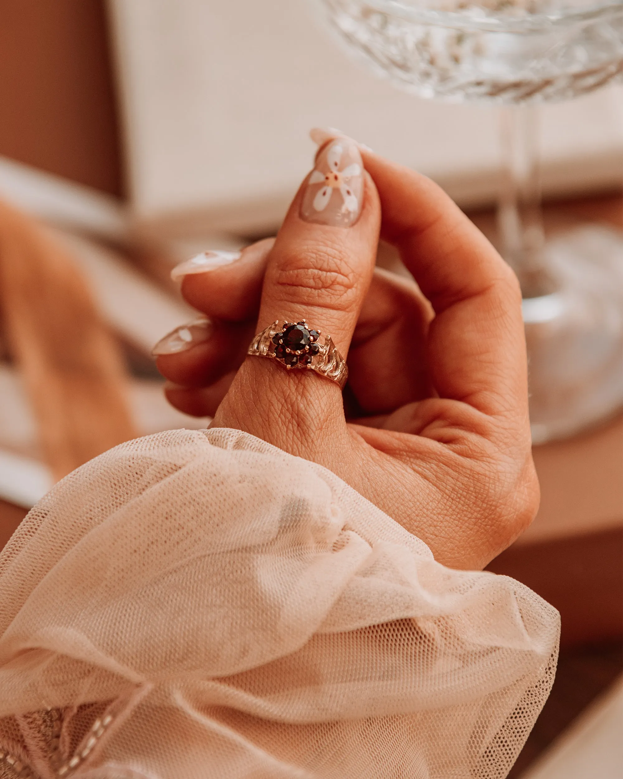 Ada 9ct Gold Garnet Cluster Ring sold by Rock n Rose product image thumbnail 3