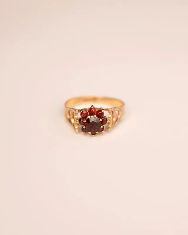Ada 9ct Gold Garnet Cluster Ring sold by Rock n Rose