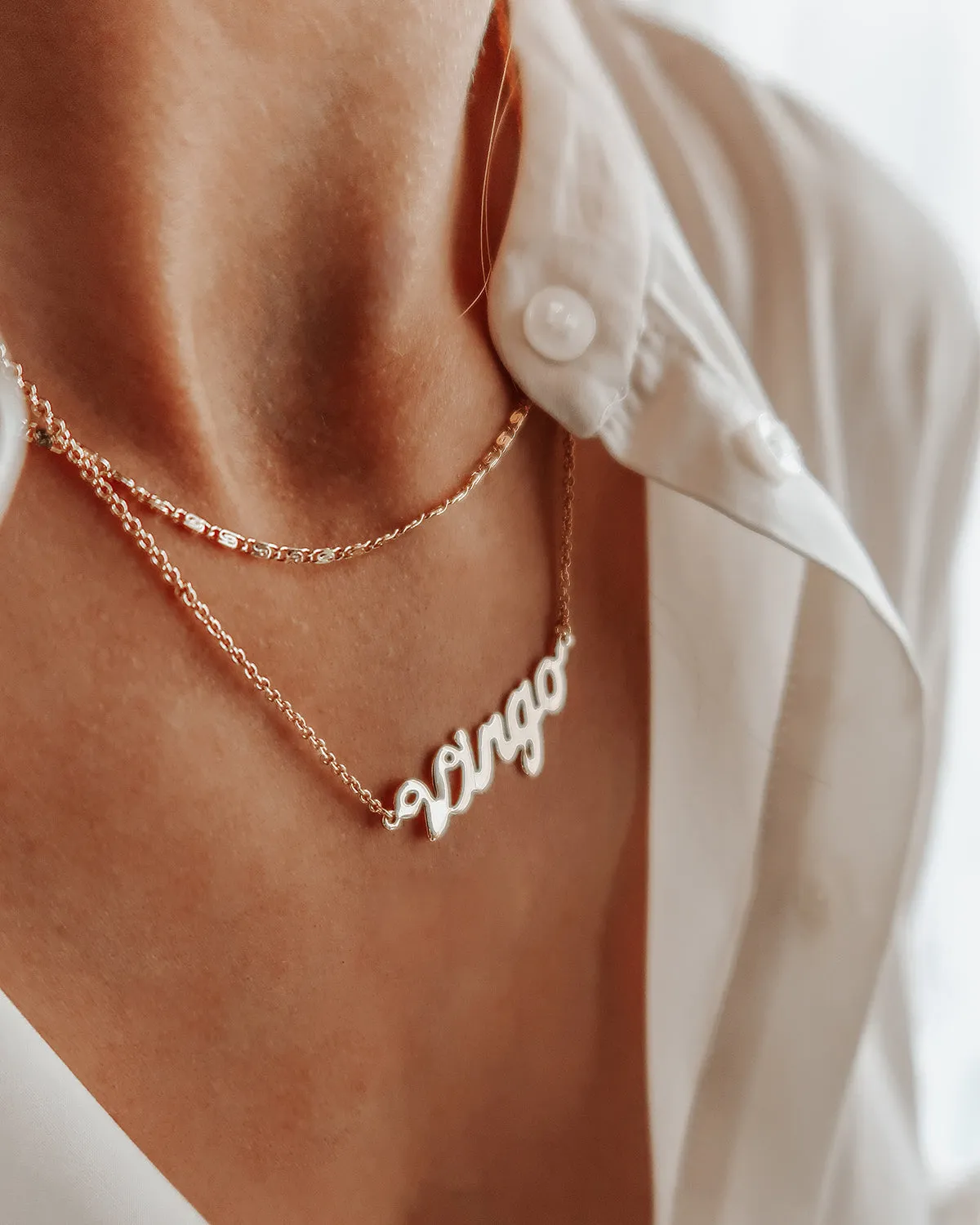Virgo Zodiac Nameplate Necklace sold by Rock n Rose product image thumbnail 2
