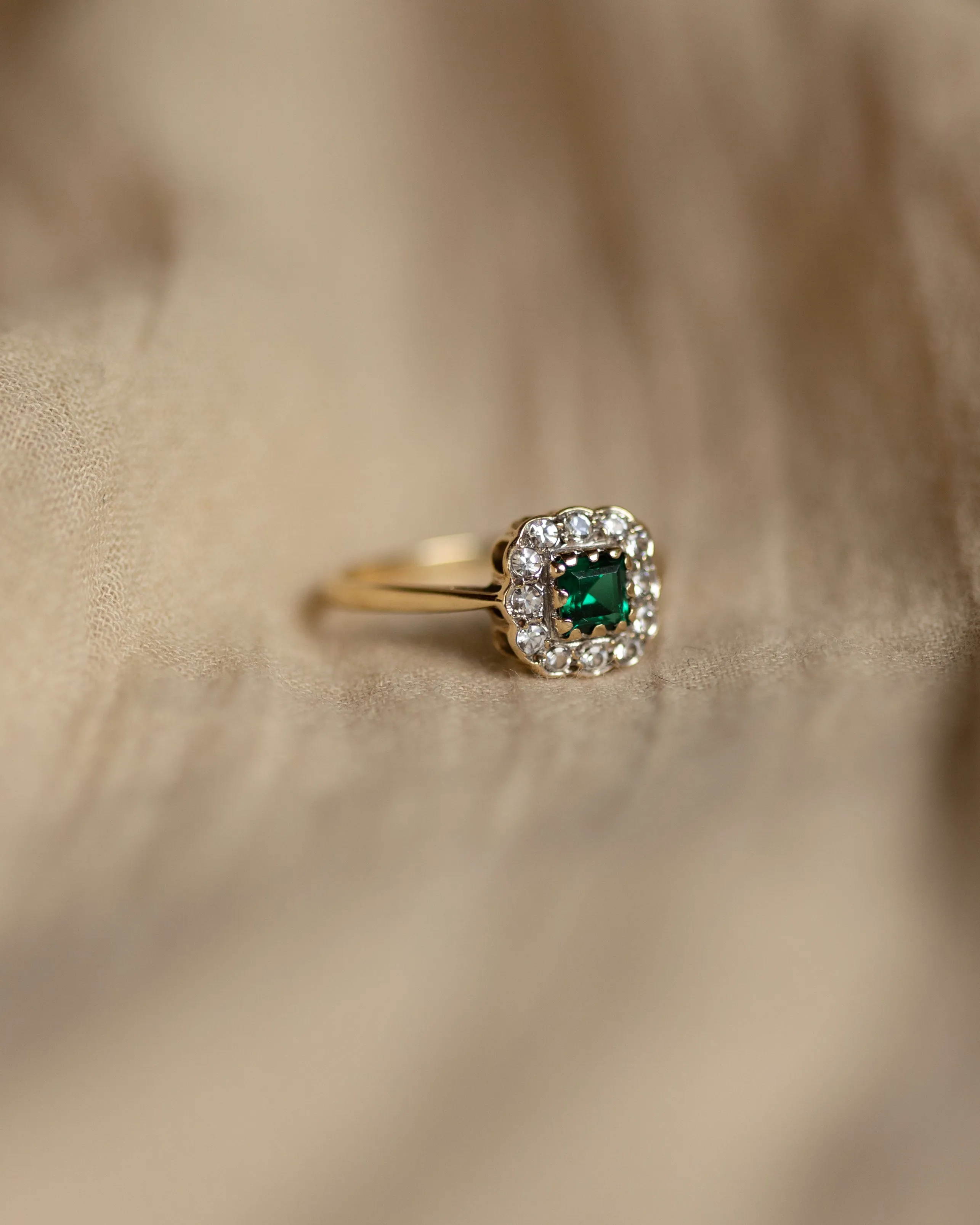 Harriette 1961 Vintage 9ct Gold Green Paste Cluster Ring sold by Rock n Rose product image thumbnail 4