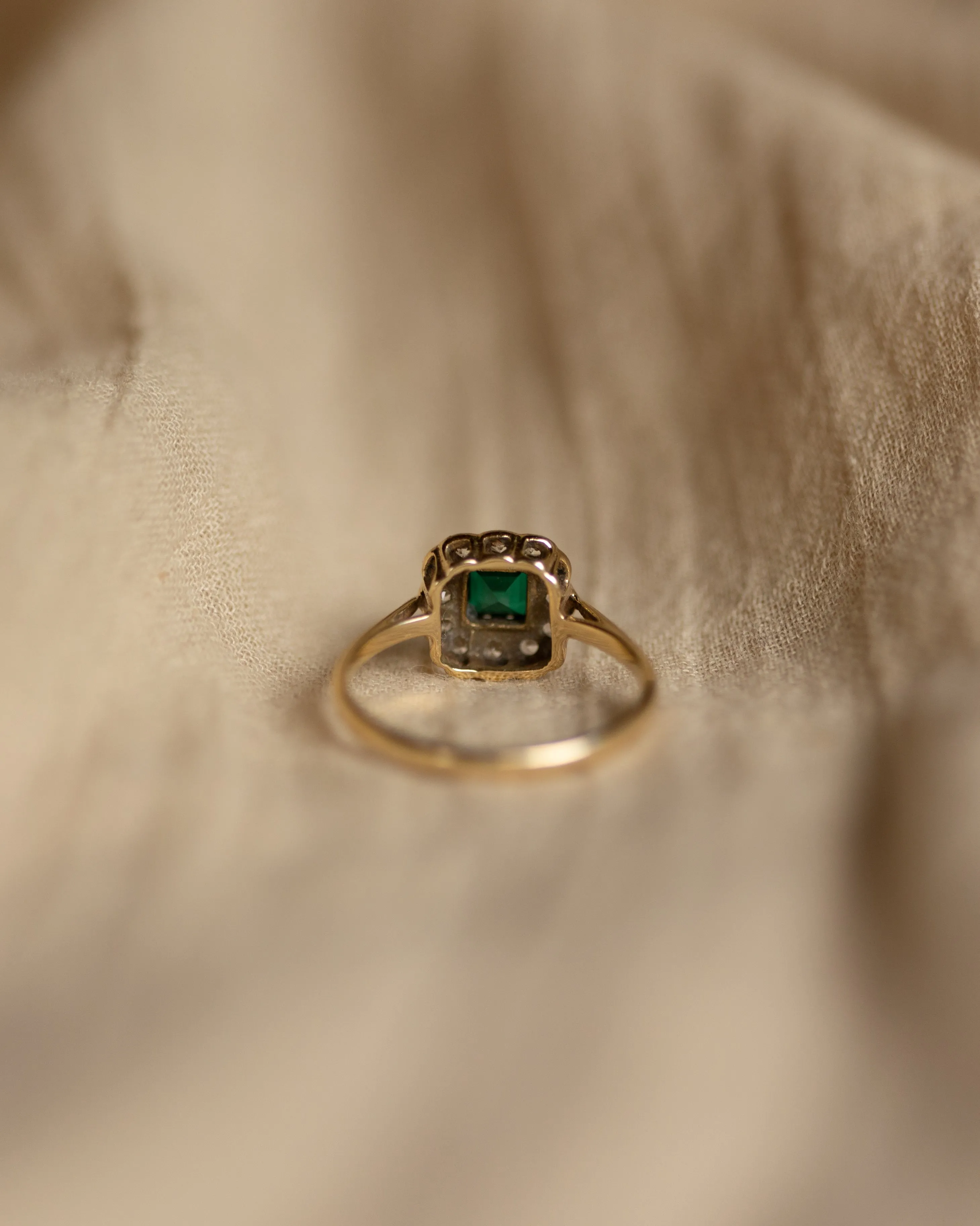 Harriette 1961 Vintage 9ct Gold Green Paste Cluster Ring sold by Rock n Rose product image thumbnail 5
