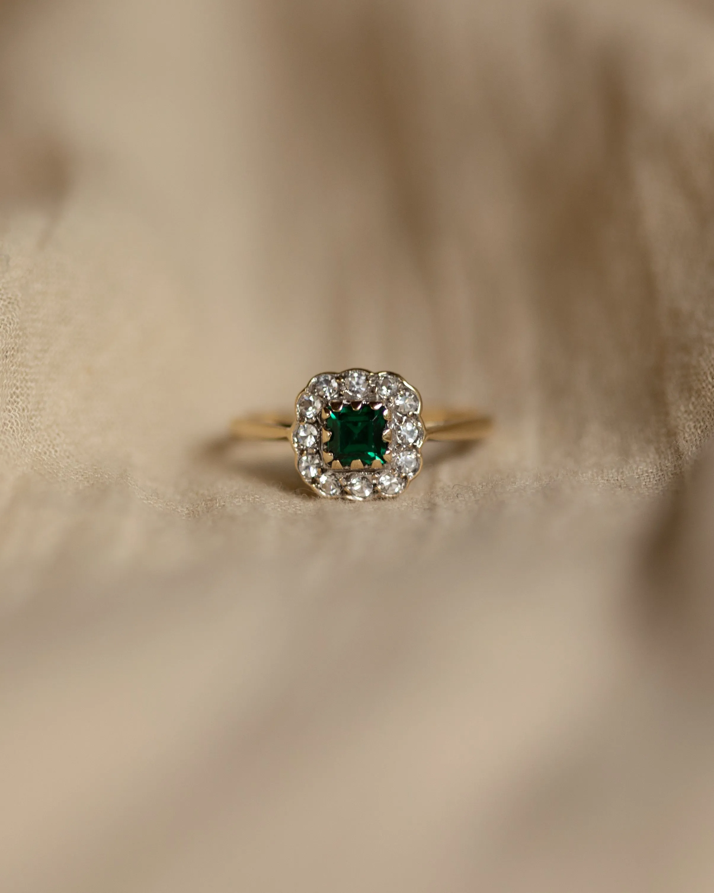 Harriette 1961 Vintage 9ct Gold Green Paste Cluster Ring sold by Rock n Rose product image thumbnail 3