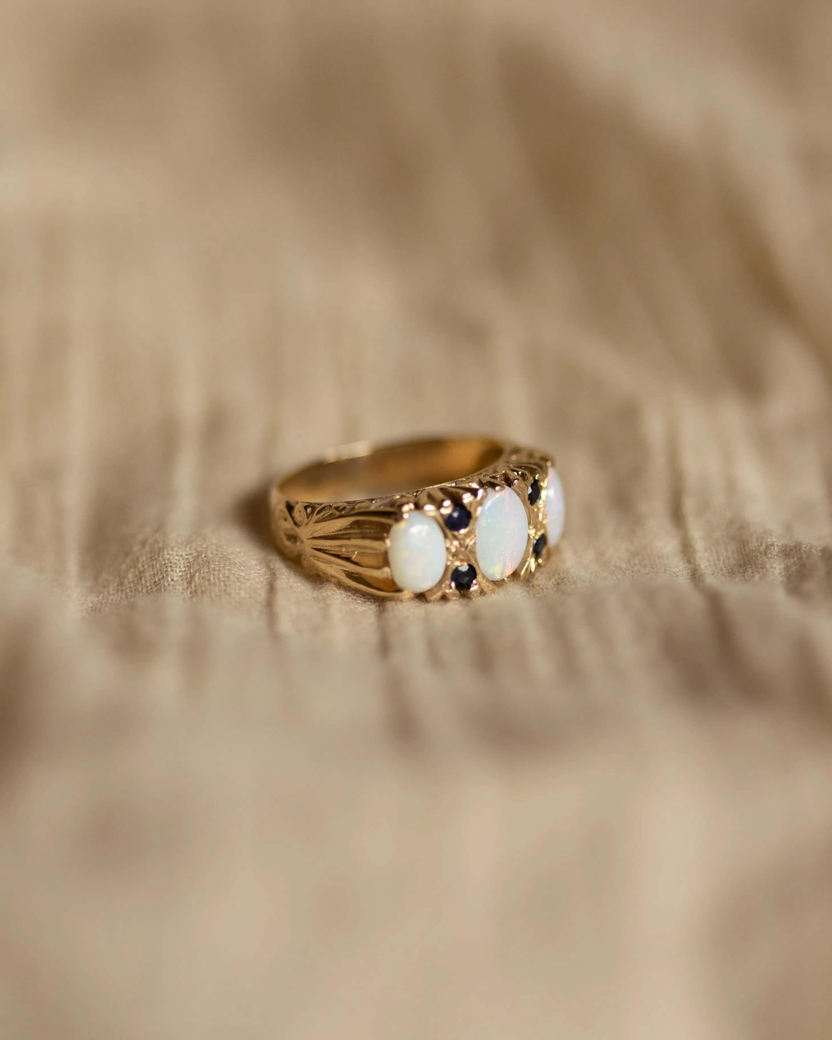 Bertha Vintage 9ct Gold Opal & Sapphire Seven Stone Ring sold by Rock n Rose product image thumbnail 4
