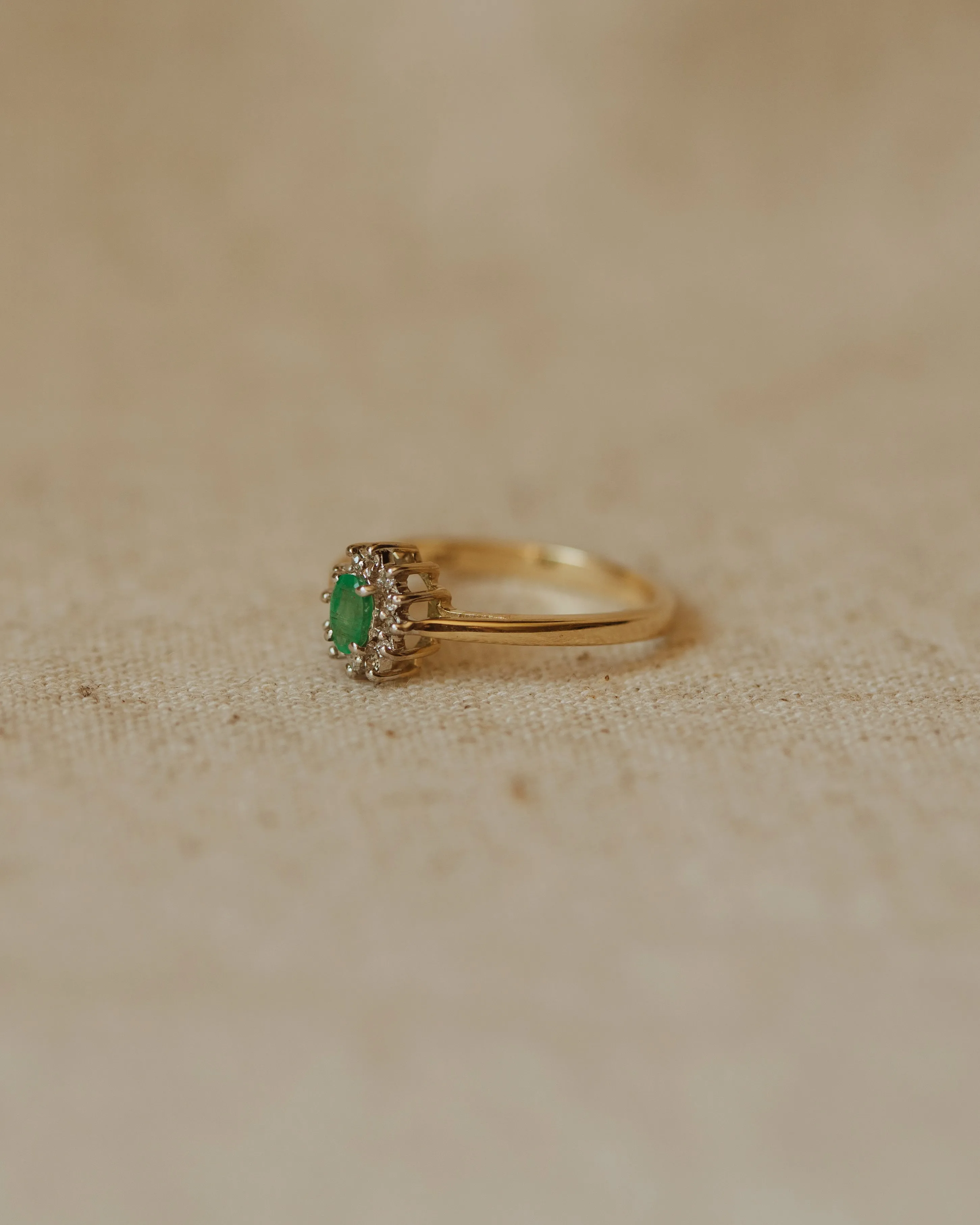 Rosanna Vintage 9ct Gold Emerald & Diamond Cluster Ring sold by Rock n Rose product image thumbnail 3