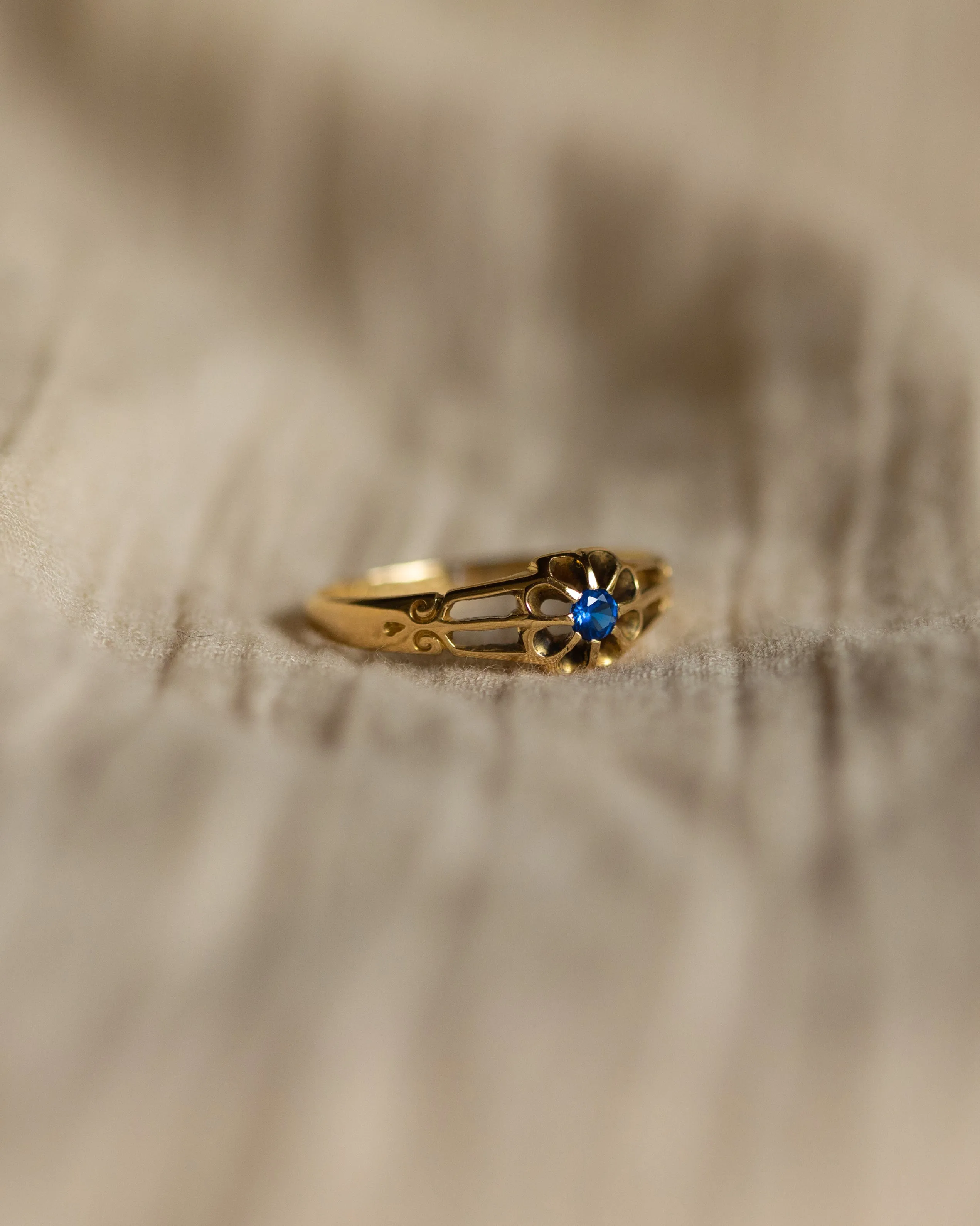 Lottie 1910 Antique 18ct Gold Blue Paste Solitaire Ring sold by Rock n Rose product image thumbnail 5
