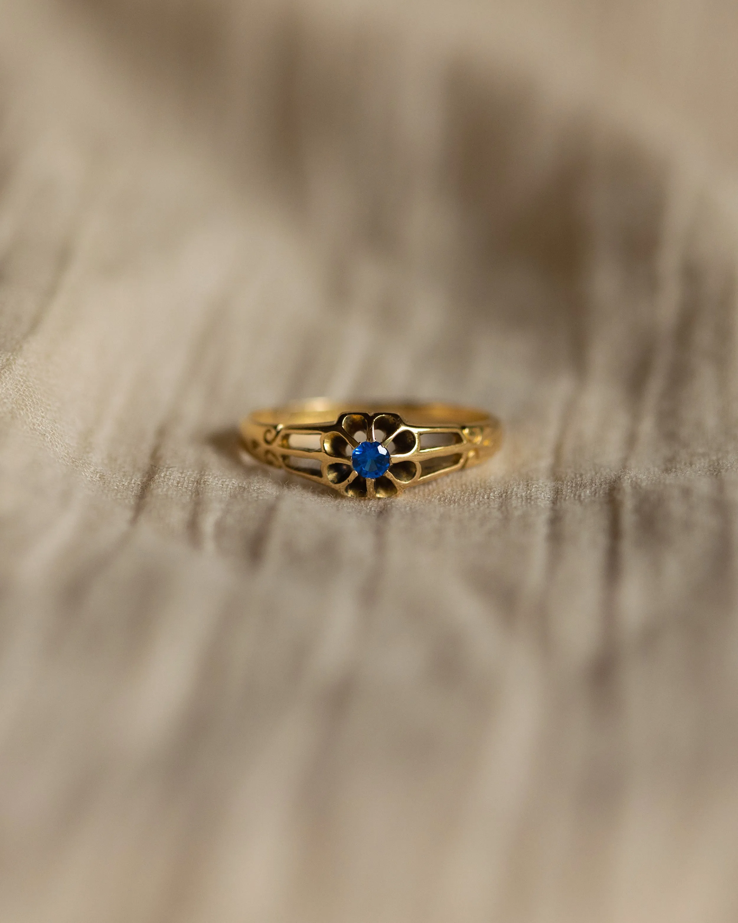 Lottie 1910 Antique 18ct Gold Blue Paste Solitaire Ring sold by Rock n Rose product image thumbnail 3