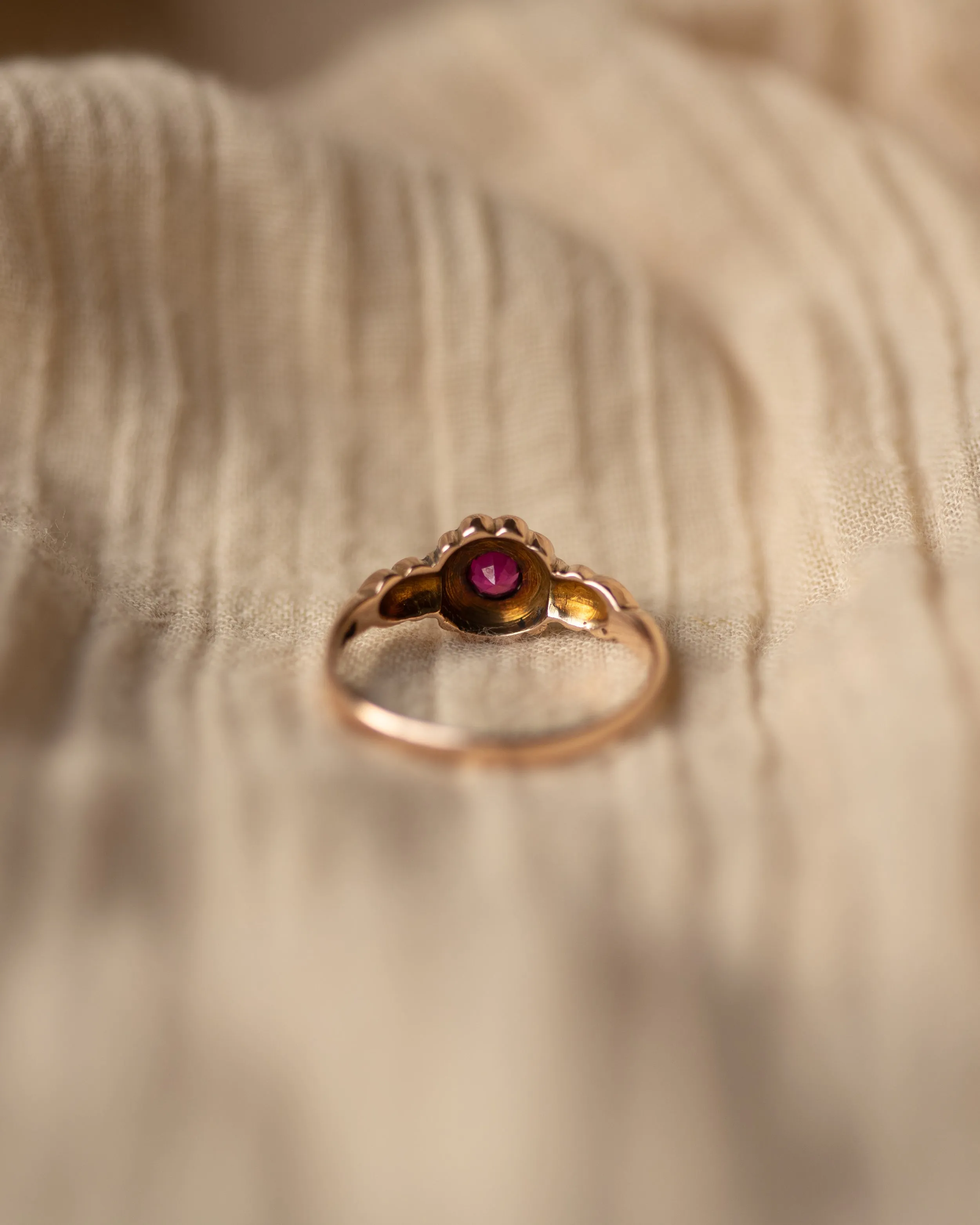 Alma 1897 Antique 9ct Gold Ruby & Pearl Cluster Ring sold by Rock n Rose product image thumbnail 5