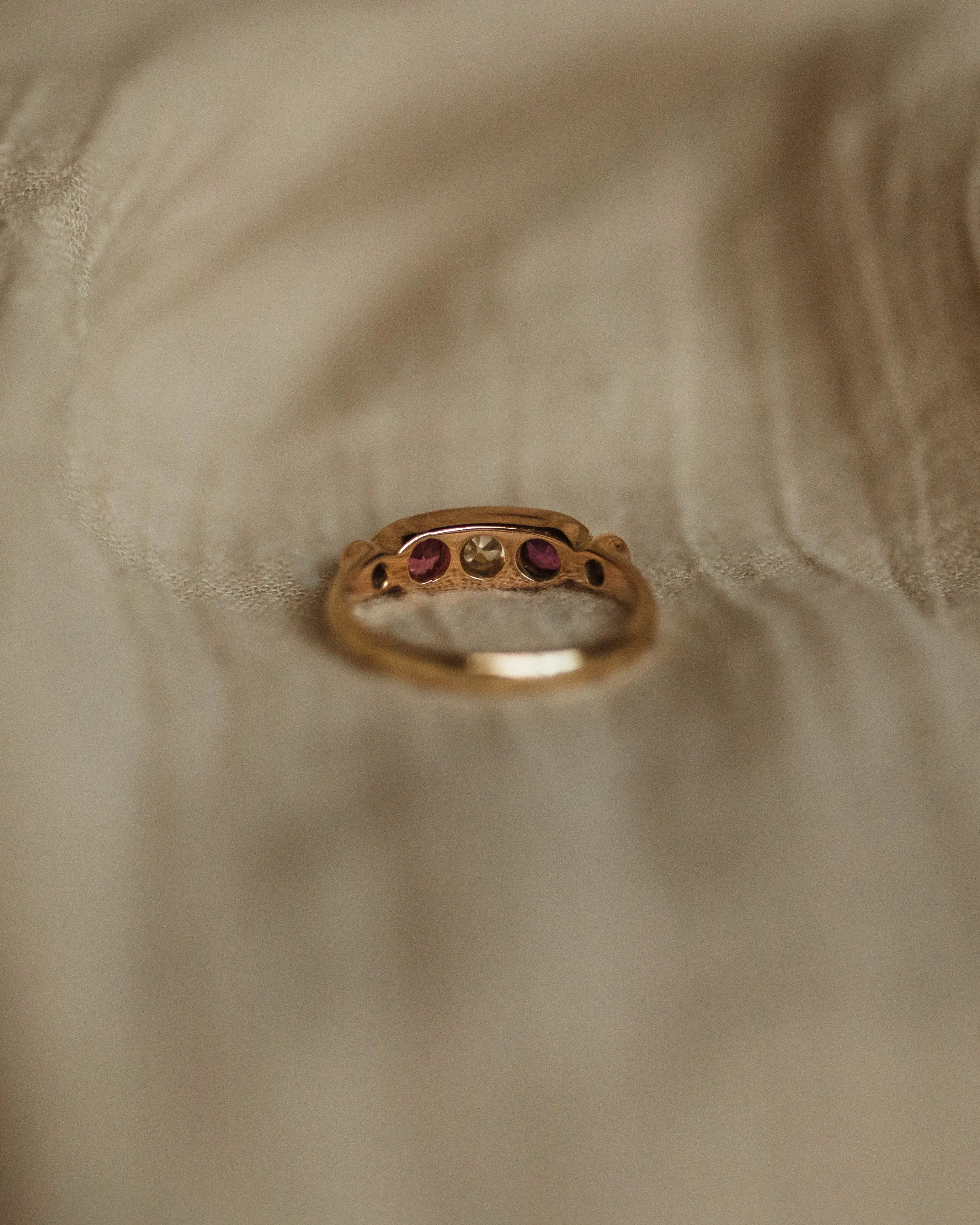 Ines Antique 18ct Gold Pink Sapphire & Diamond Ring sold by Rock n Rose product image thumbnail 5