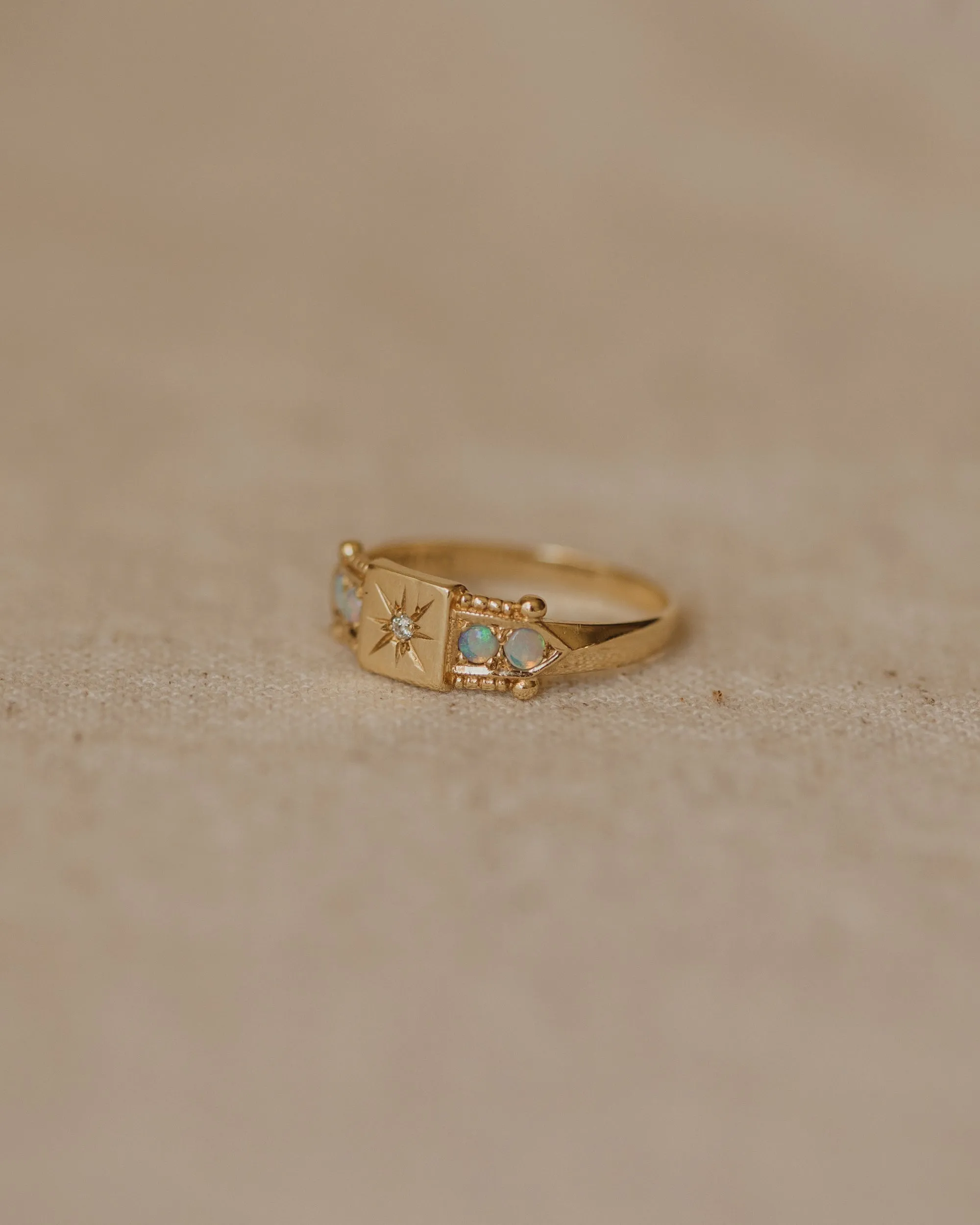 Florrie Vintage 9ct Gold Opal & Diamond Ring sold by Rock n Rose product image thumbnail 4