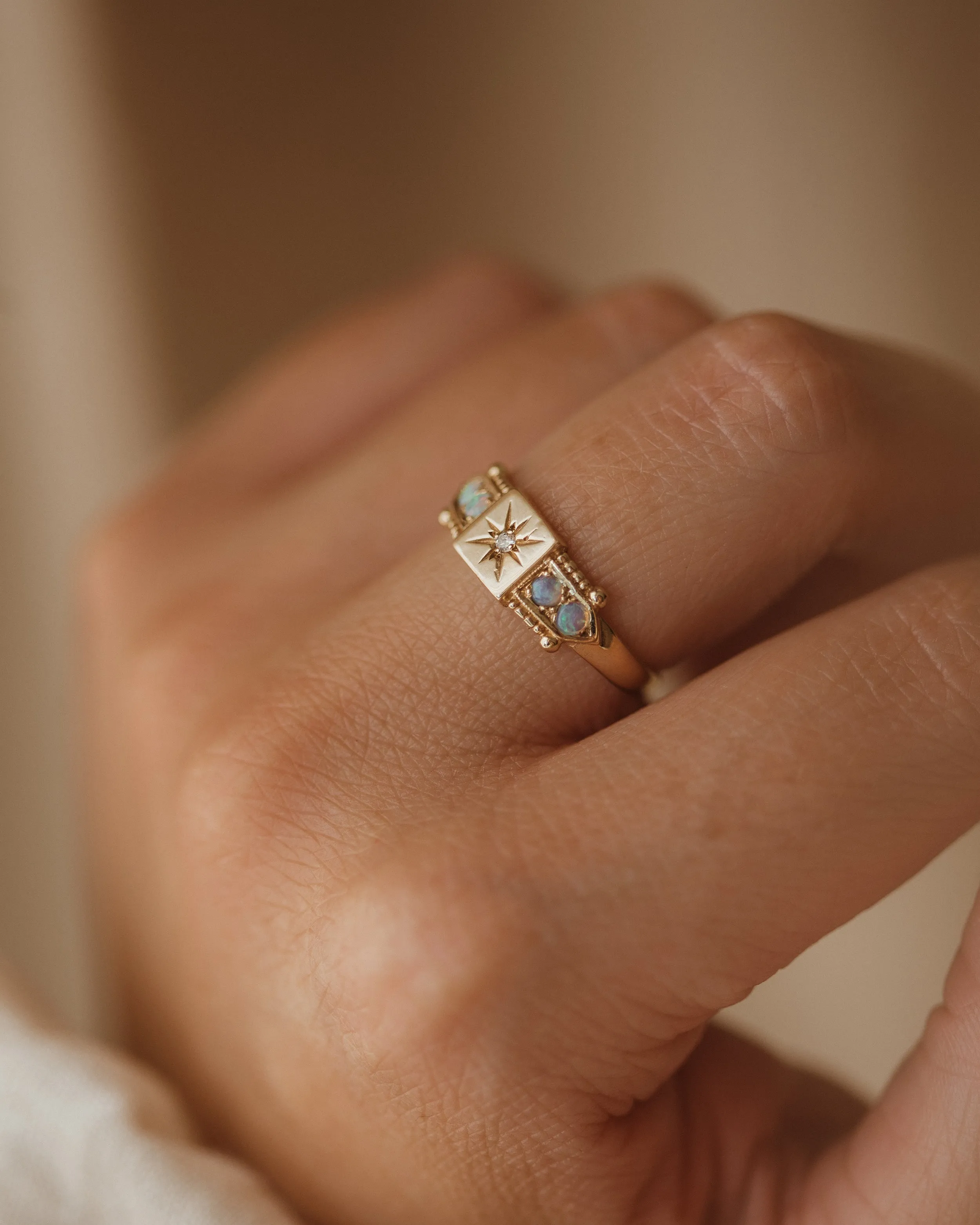 Florrie Vintage 9ct Gold Opal & Diamond Ring sold by Rock n Rose product image thumbnail 2