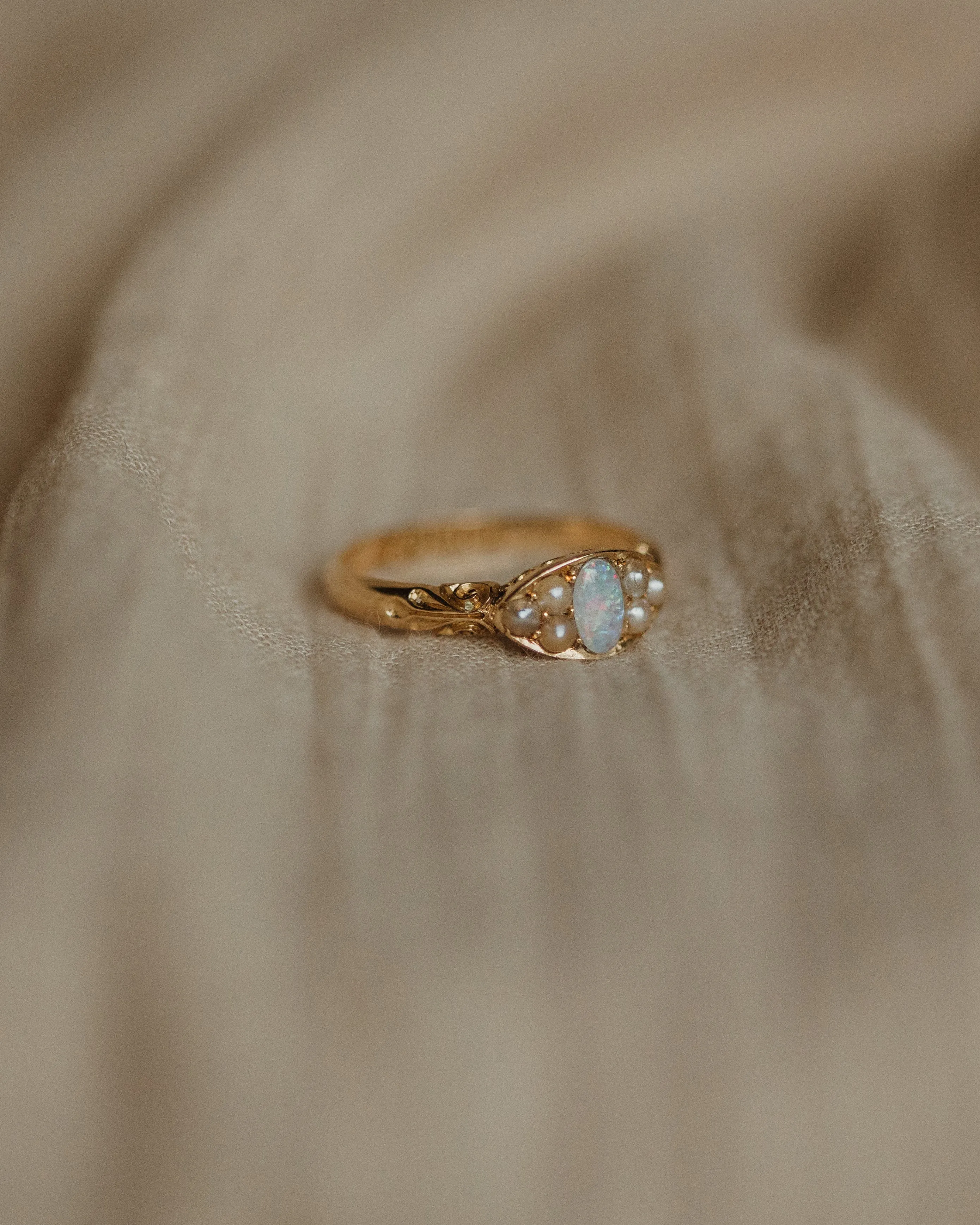 Wren 1893 Antique 18ct Gold Opal & Pearl Cluster Ring sold by Rock n Rose product image thumbnail 4